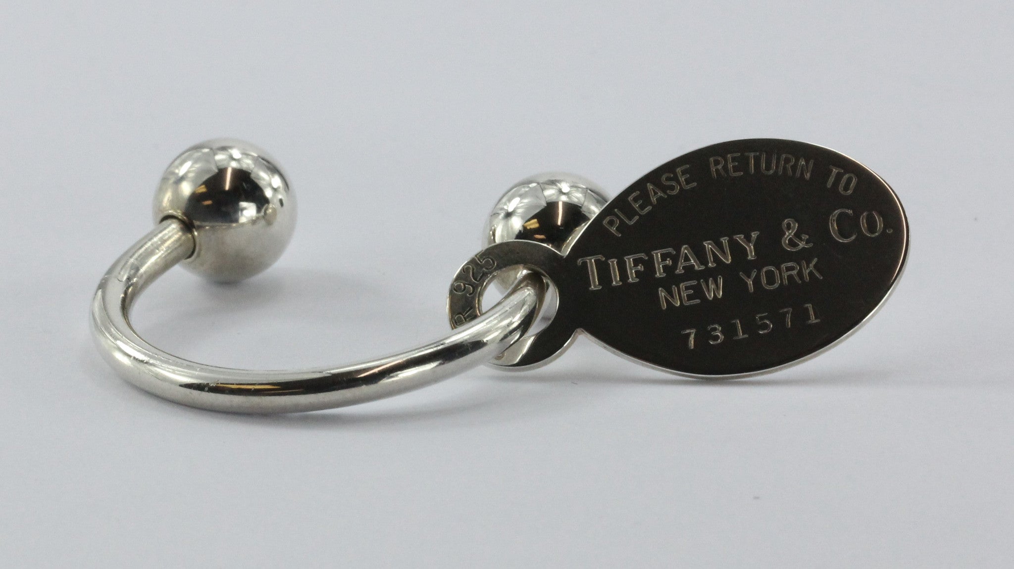 Please Return to Tiffany & Co New York Tag Sterling Silver 925 Key Chain Ring - Queen May