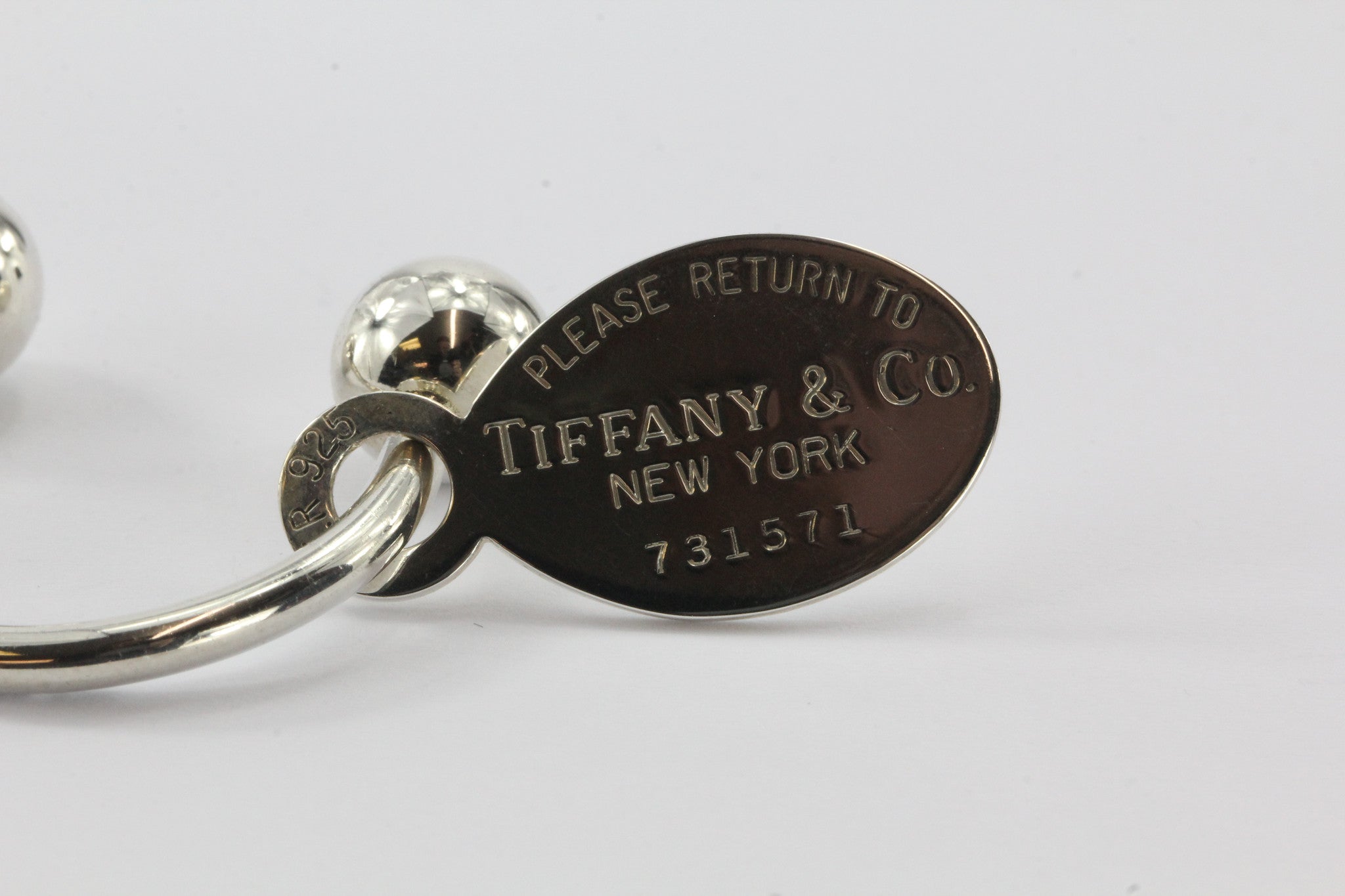 Please Return to Tiffany & Co New York Tag Sterling Silver 925 Key Chain Ring - Queen May