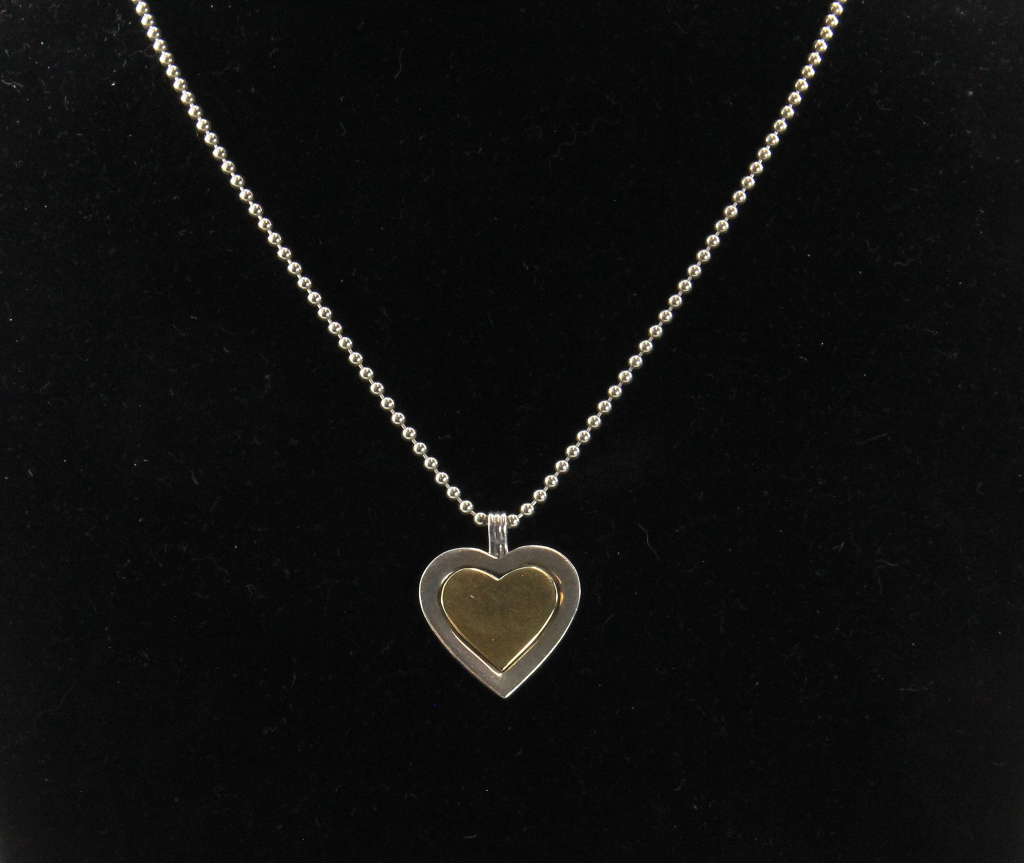 Vintage Tiffany & Co Sterling Silver & 18K Gold Heart Pendant & Necklace - Queen May