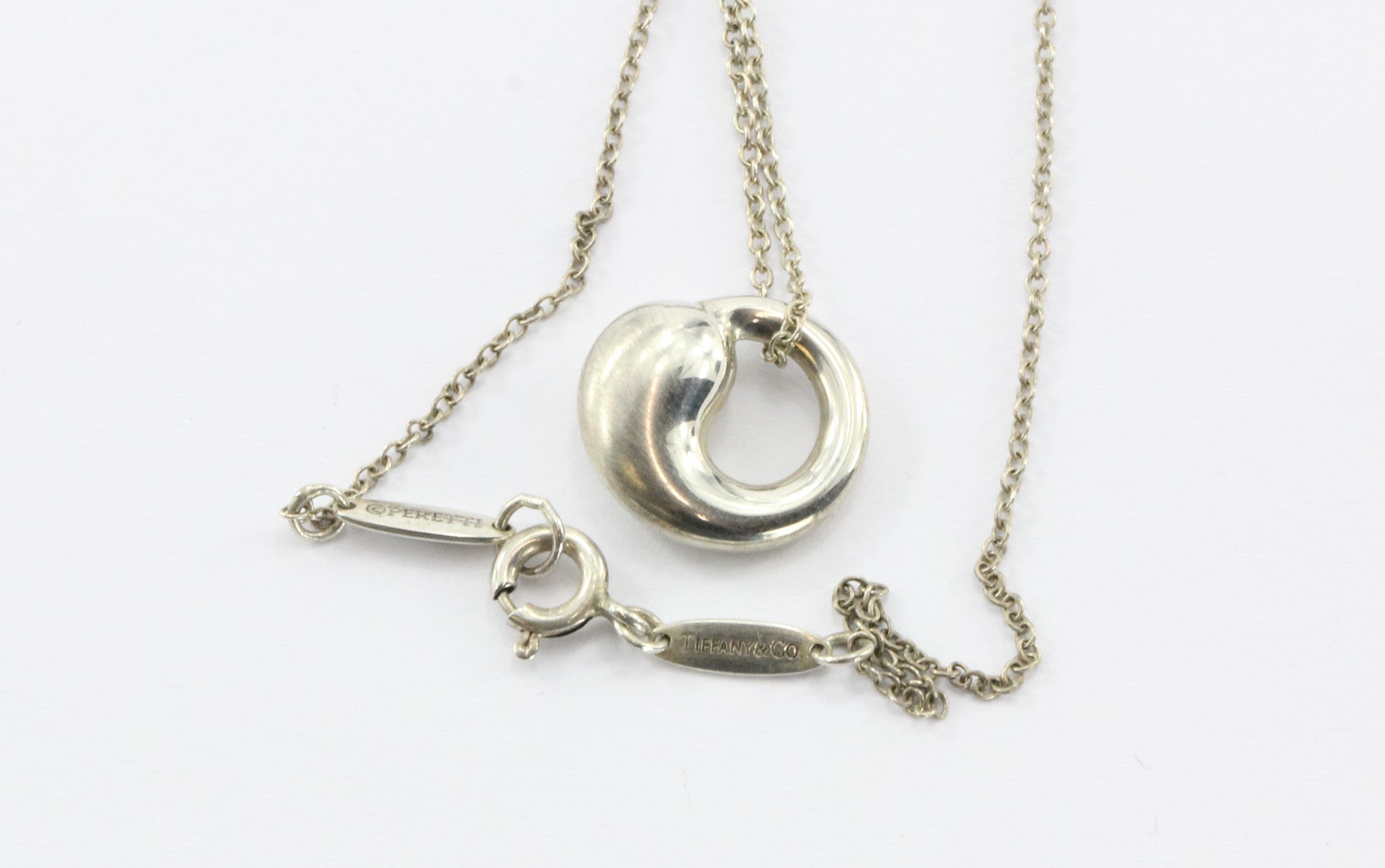 Tiffany & Co Sterling Silver Elsa Peretti Small Eternal Circle Pendant & Chain - Queen May