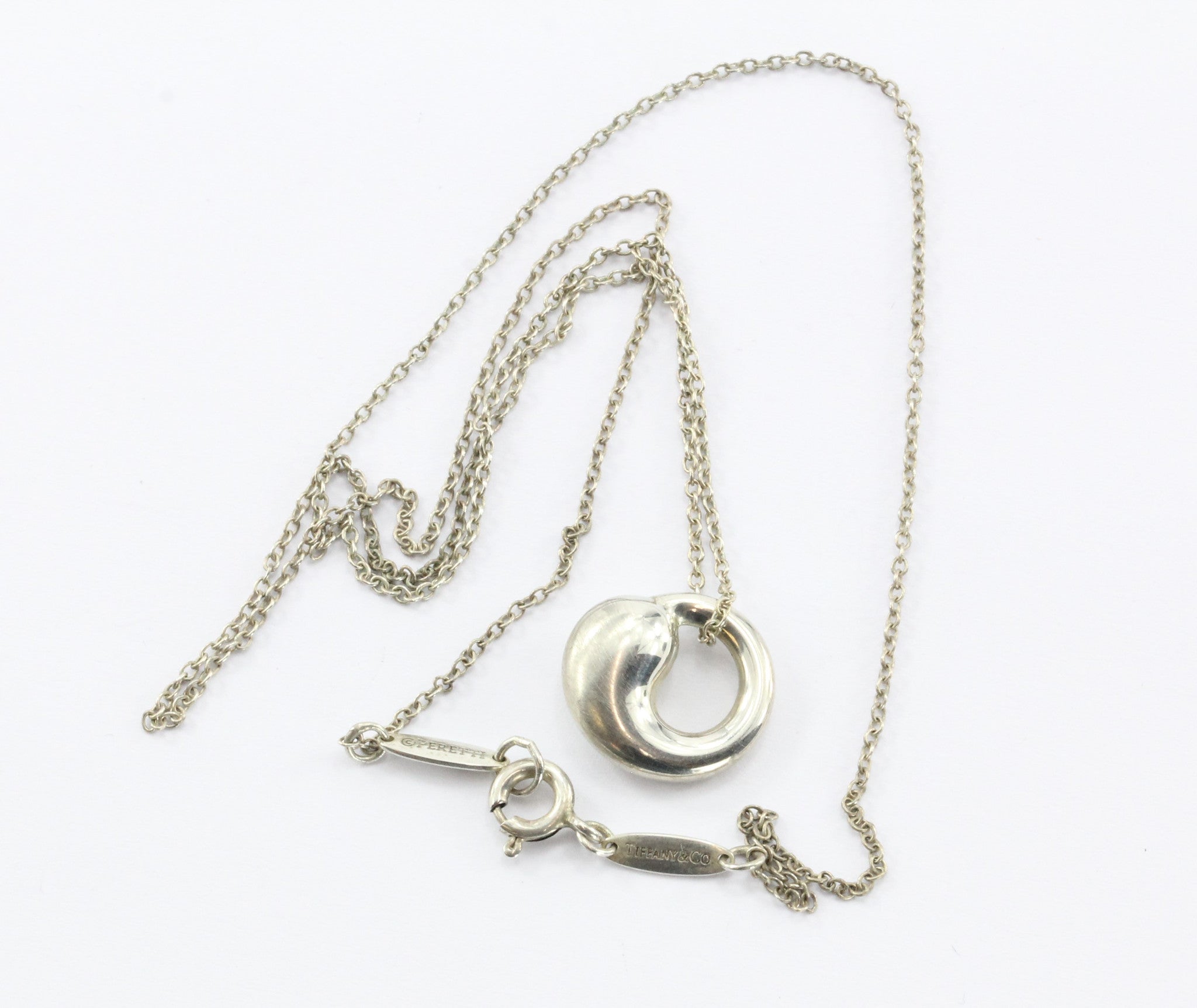 Tiffany & Co Sterling Silver Elsa Peretti Small Eternal Circle Pendant & Chain - Queen May