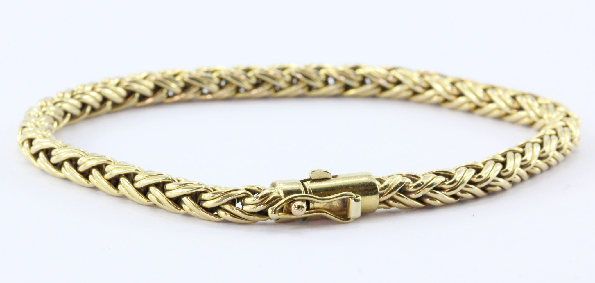 Tiffany & Co 18K Gold Woven Braided Bracelet 7.4" - Queen May