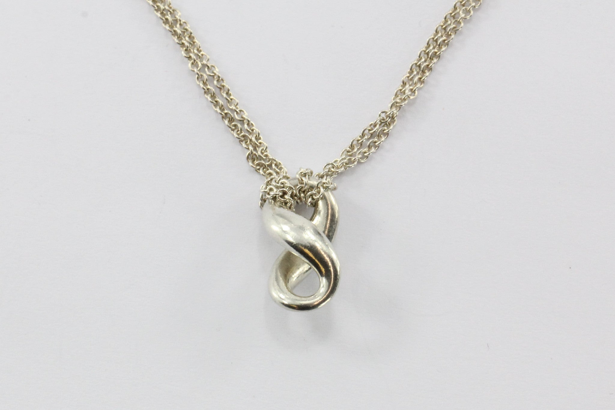 Tiffany & Co 925 Sterling Silver Double Chain Infinity Necklace - Queen May