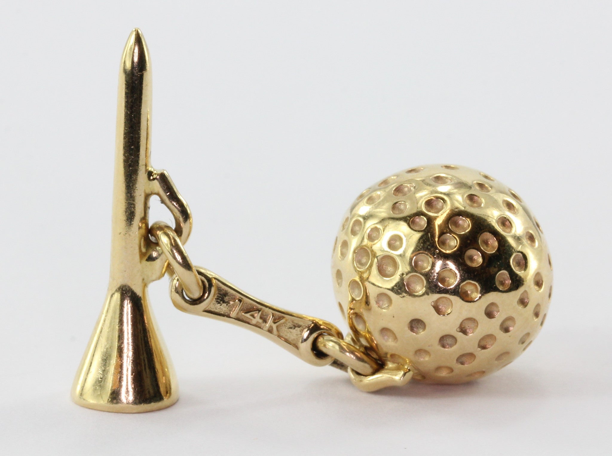 Retro 14K Gold Golf Ball & Tee Cufflinks - Queen May