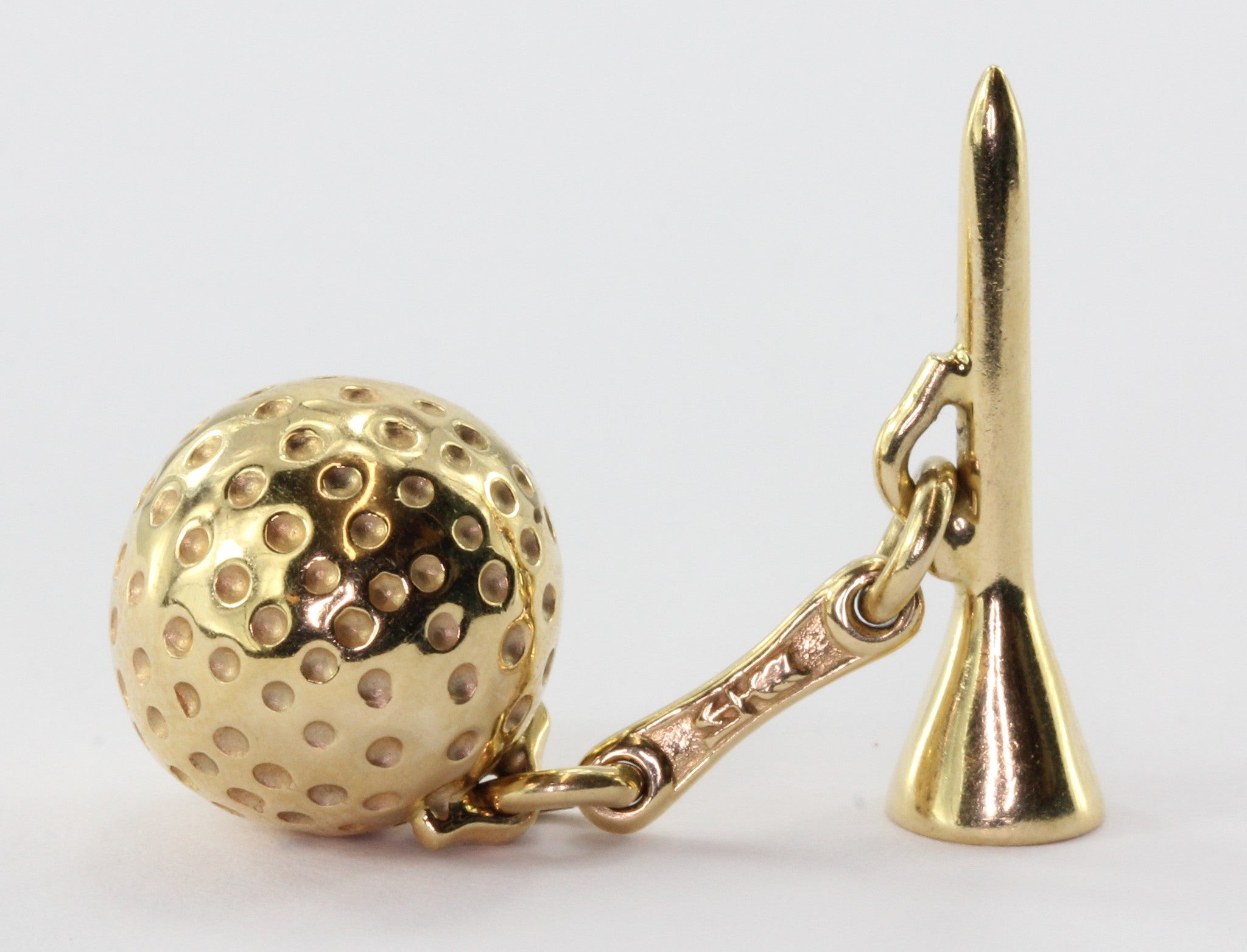 Retro 14K Gold Golf Ball & Tee Cufflinks - Queen May