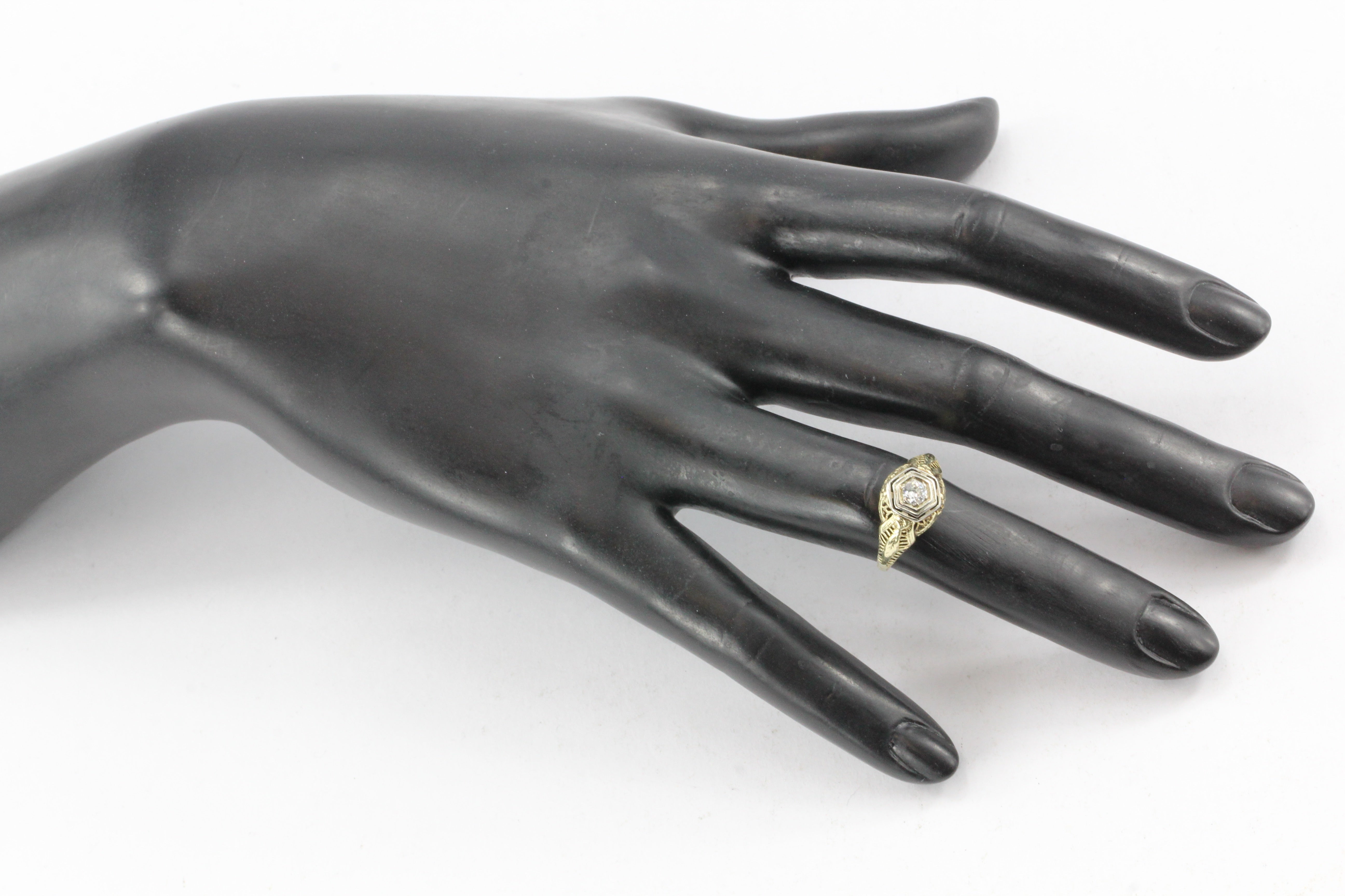 Art Deco 14K Gold Old European Cut Diamond Engagement Ring c.1920's - Queen May