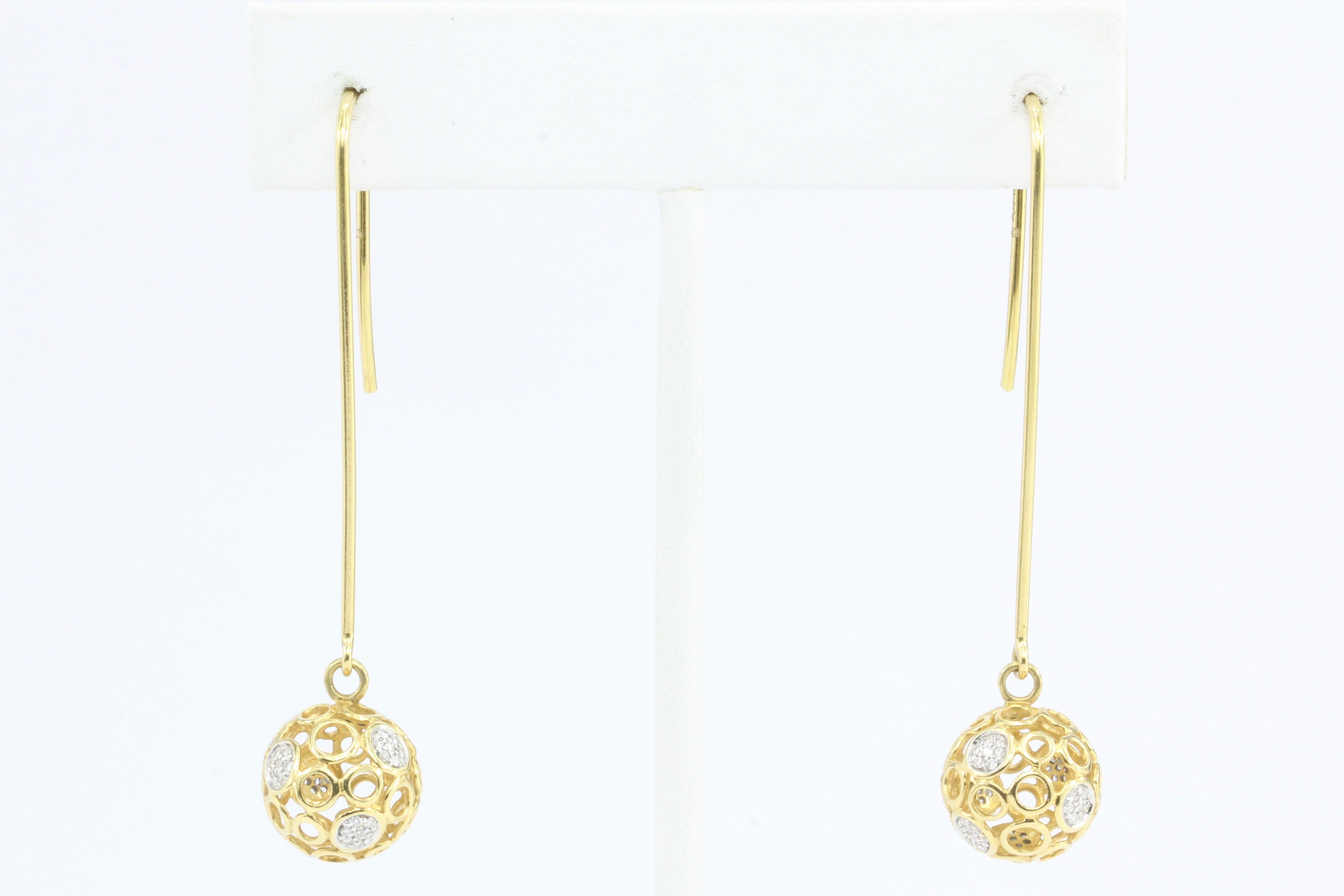 Joyeria Ramon 18k Gold Diamond Sphere Collection Earrings - Queen May