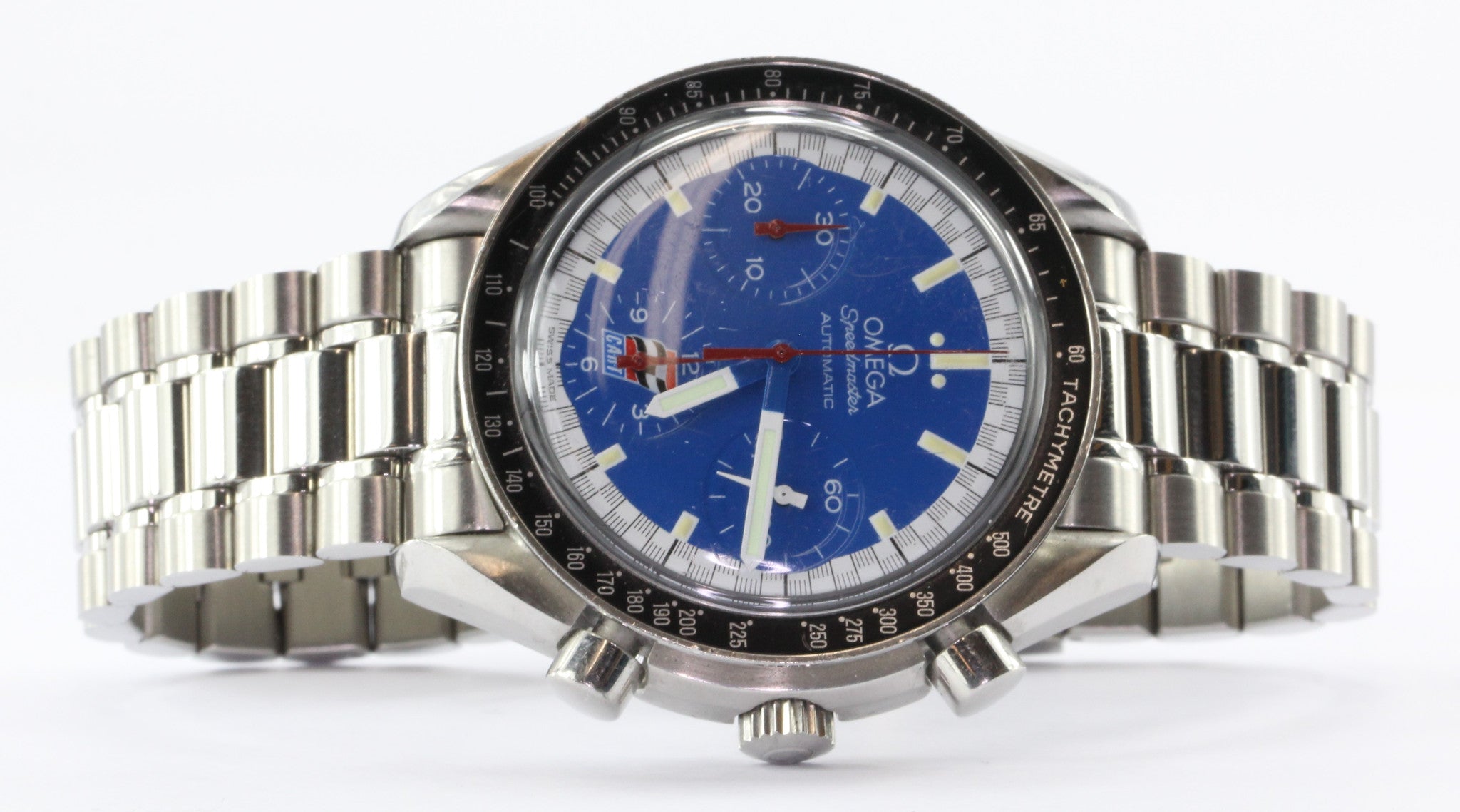 Omega Speedmaster Racing Schumacher Automatic Blue Kart Dial Chronograph Watch - Queen May