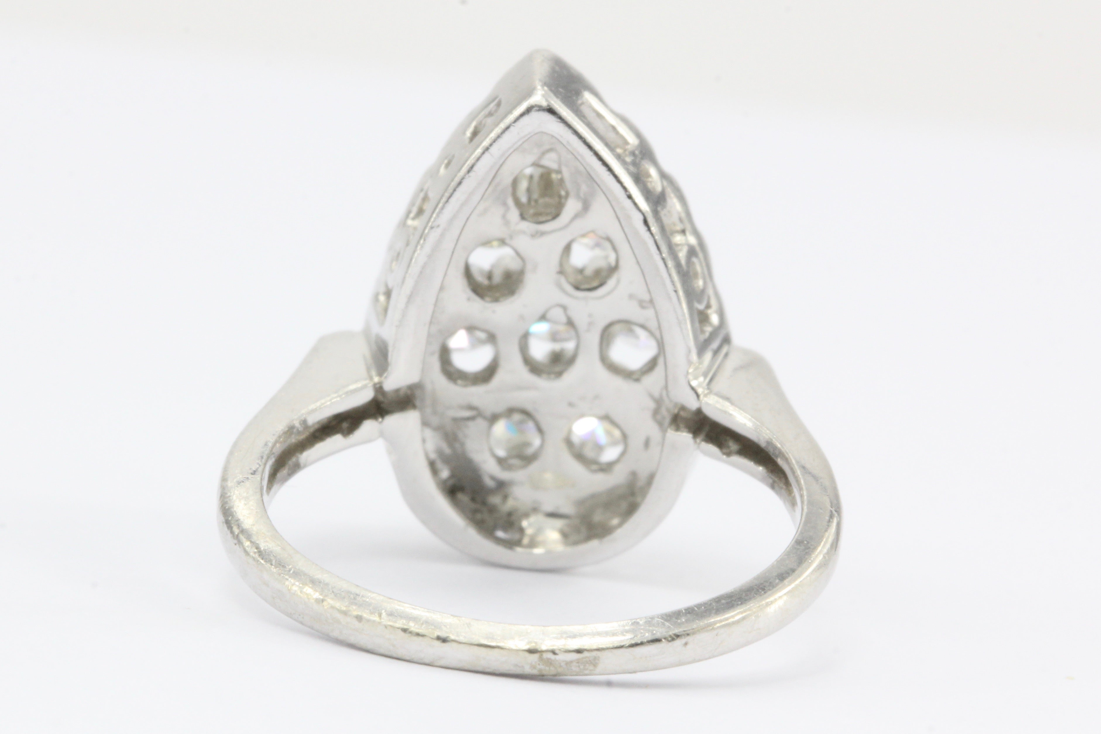 Retro 14K White Gold Diamond Rain Drop Ring c.1950's - Queen May