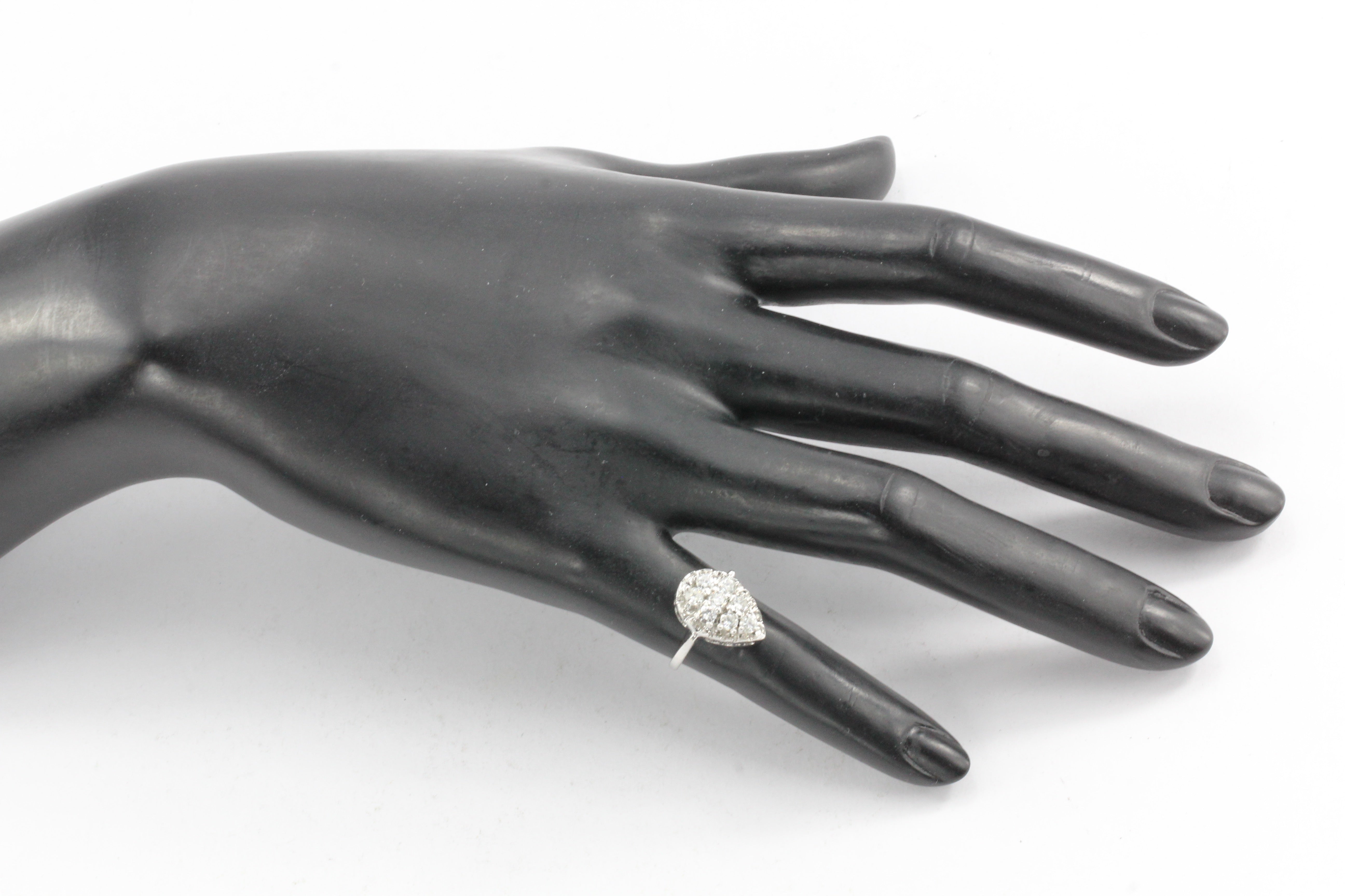Retro 14K White Gold Diamond Rain Drop Ring c.1950's - Queen May