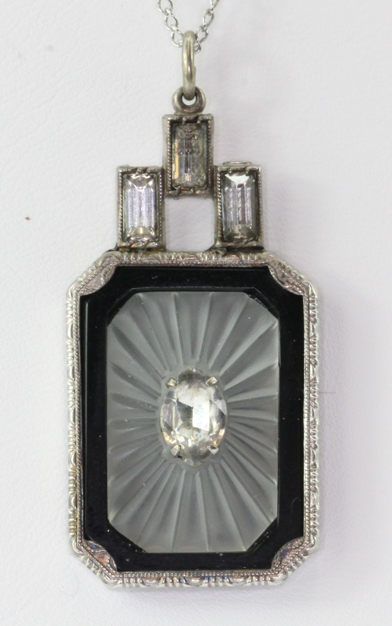 Antique Ostby & Barton Sterling Silver Art Deco Camphor Necklace - Queen May