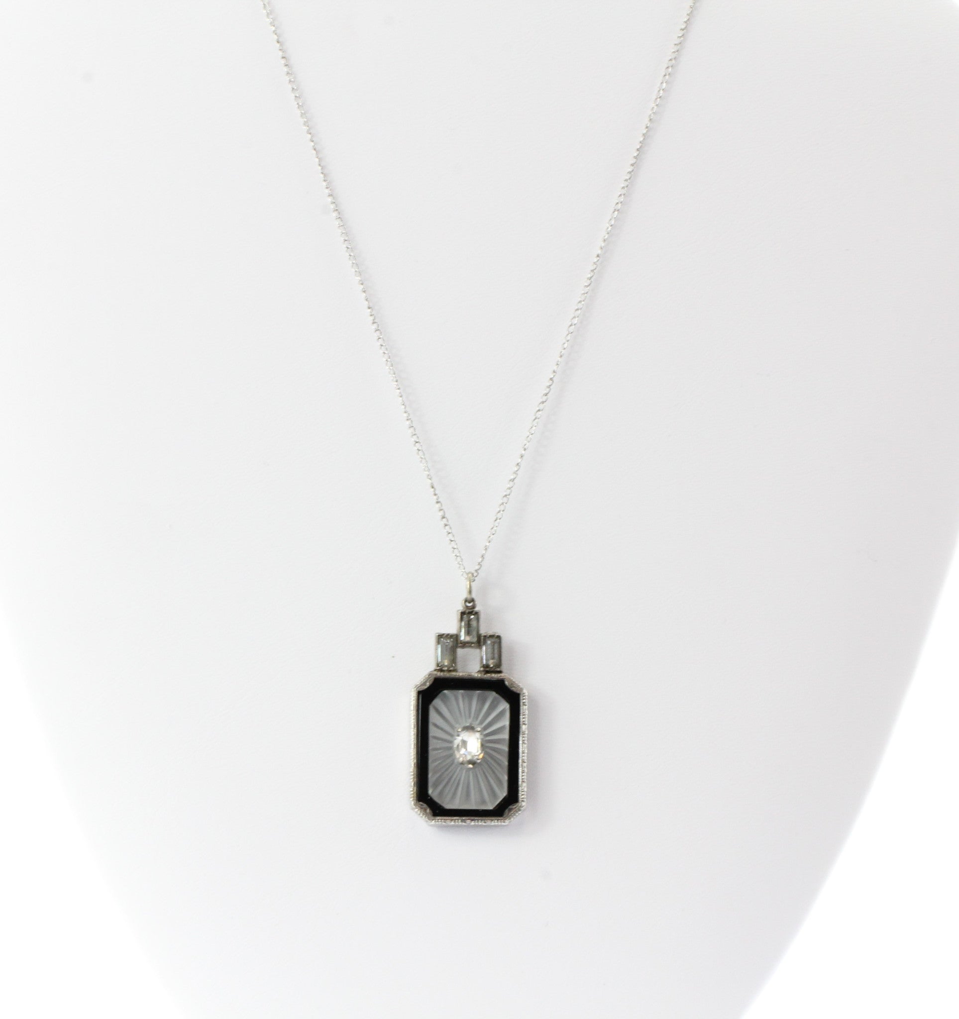 Antique Ostby & Barton Sterling Silver Art Deco Camphor Necklace - Queen May