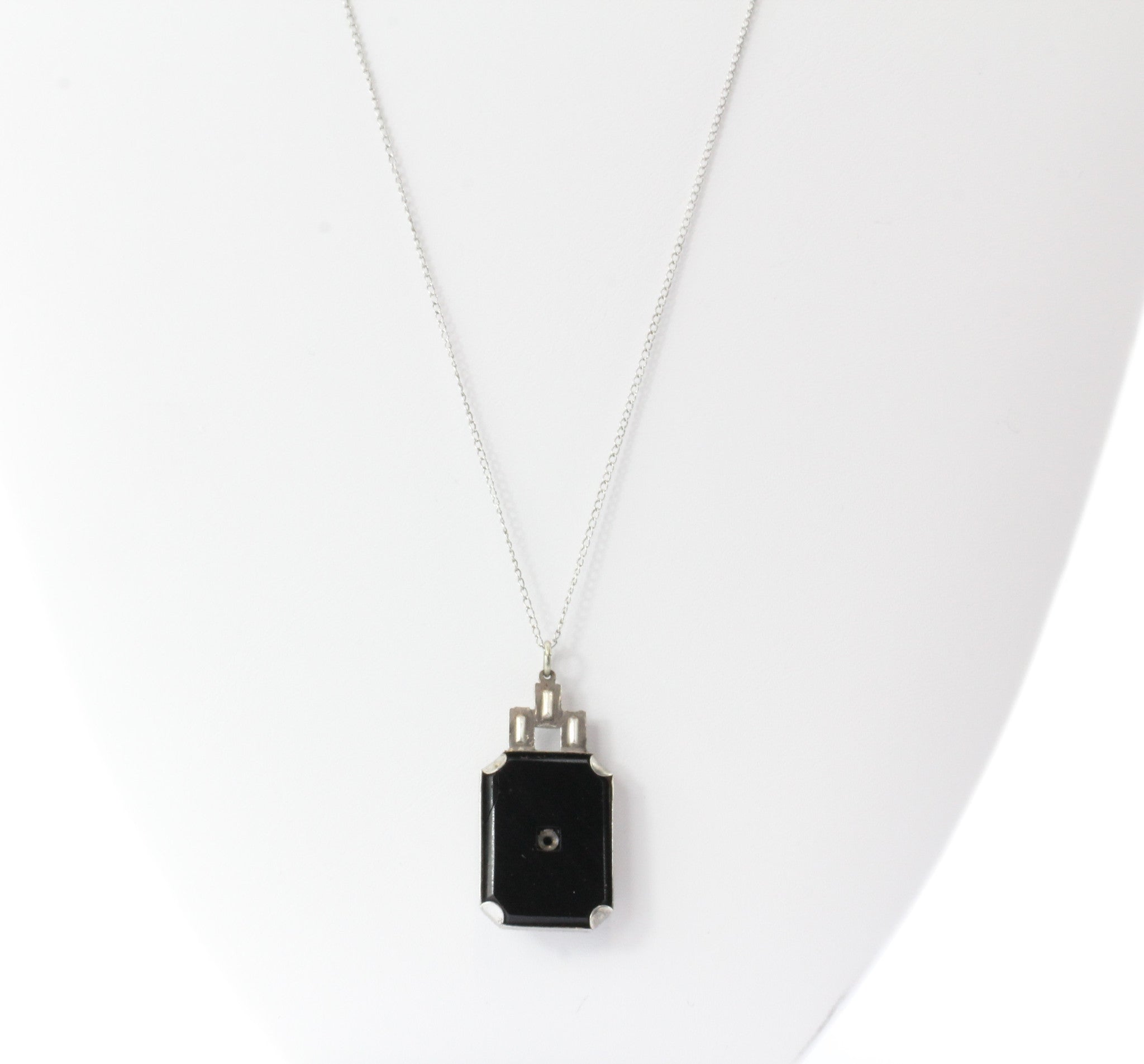 Antique Ostby & Barton Sterling Silver Art Deco Camphor Necklace - Queen May