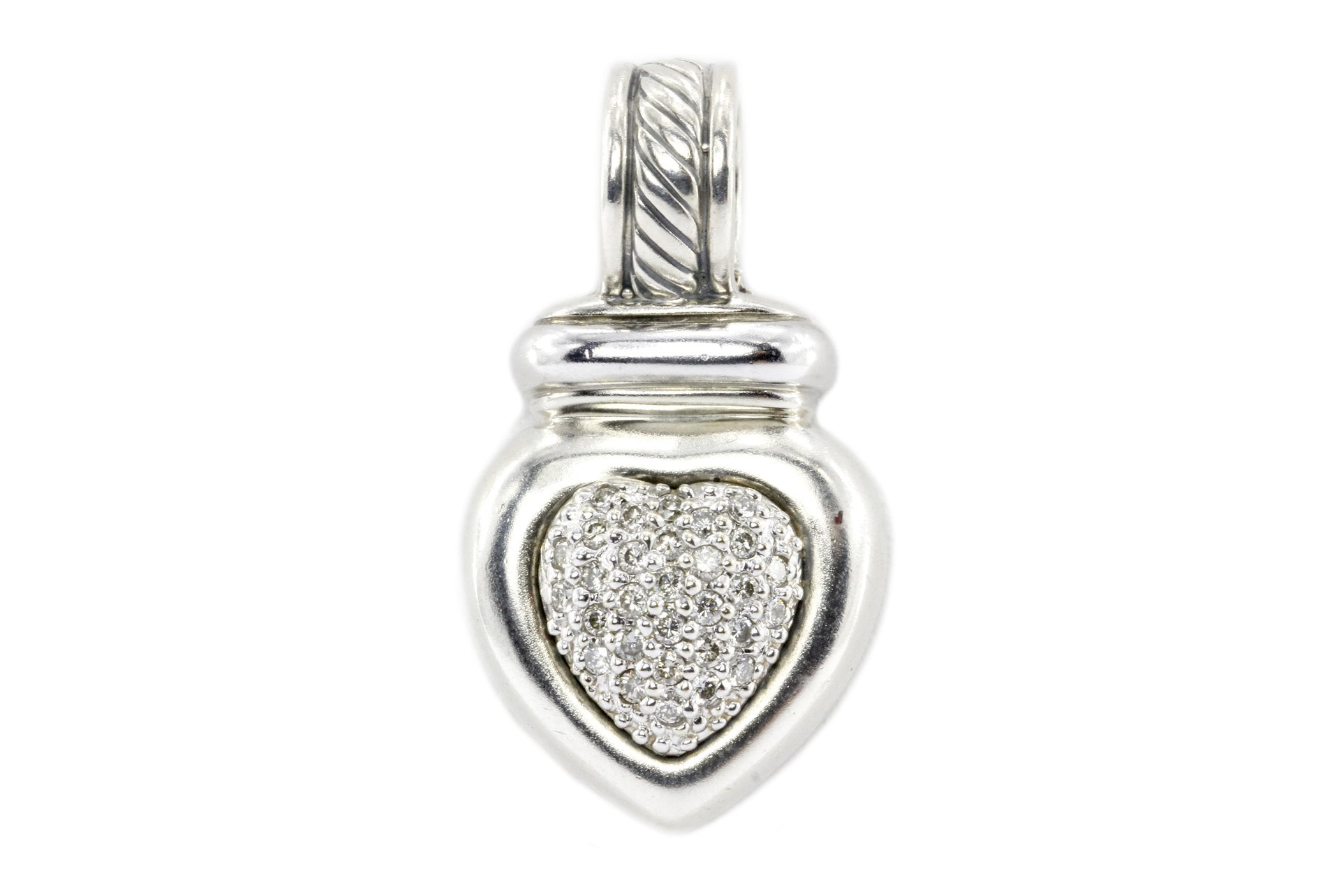 David Yurman Sterling Silver and White Gold Diamond Heart Pendant - Queen May
