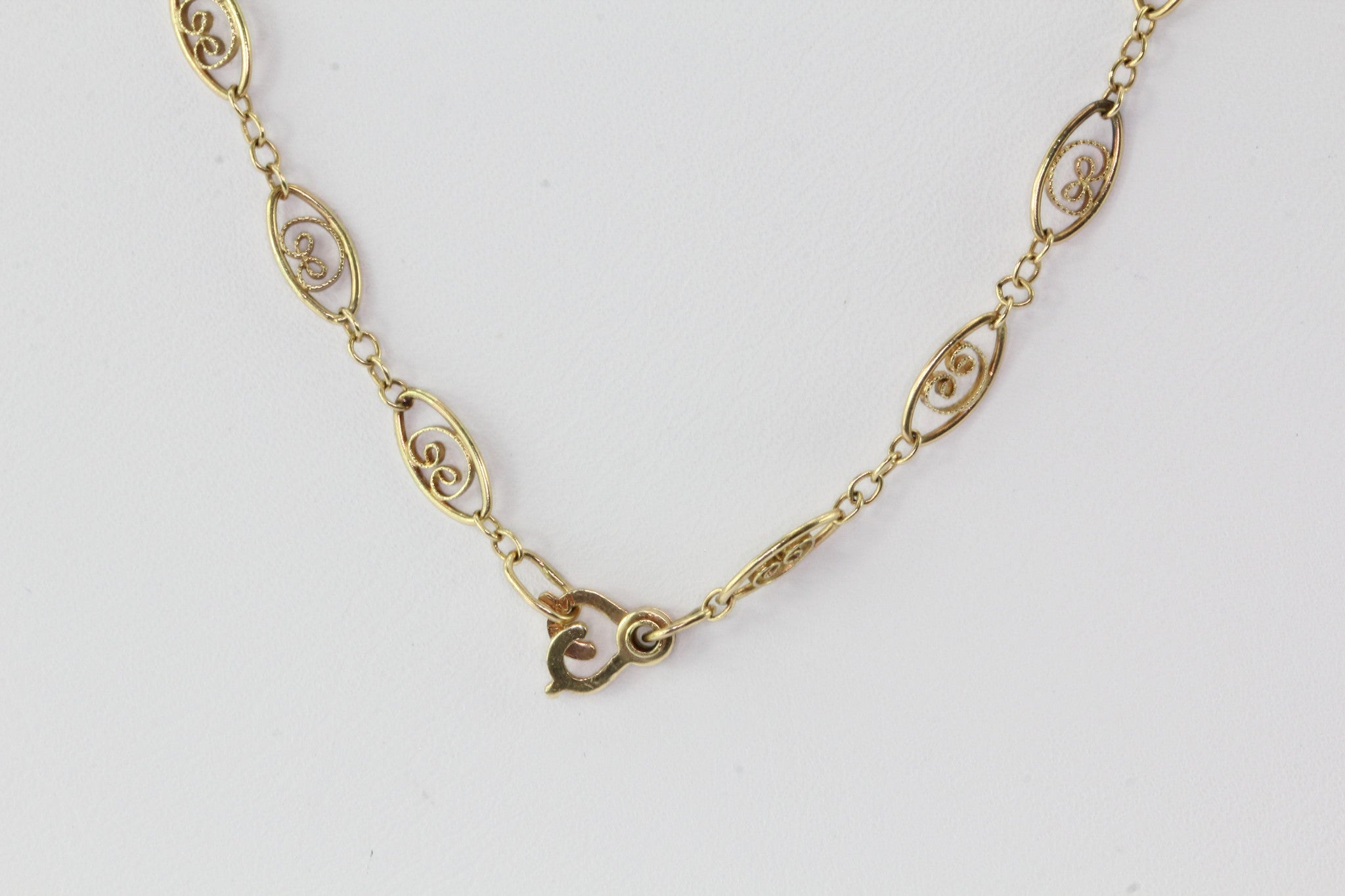 Victorian 14K Gold Chain 3/4 Carat Heart Cut Diamond Pendant - Queen May