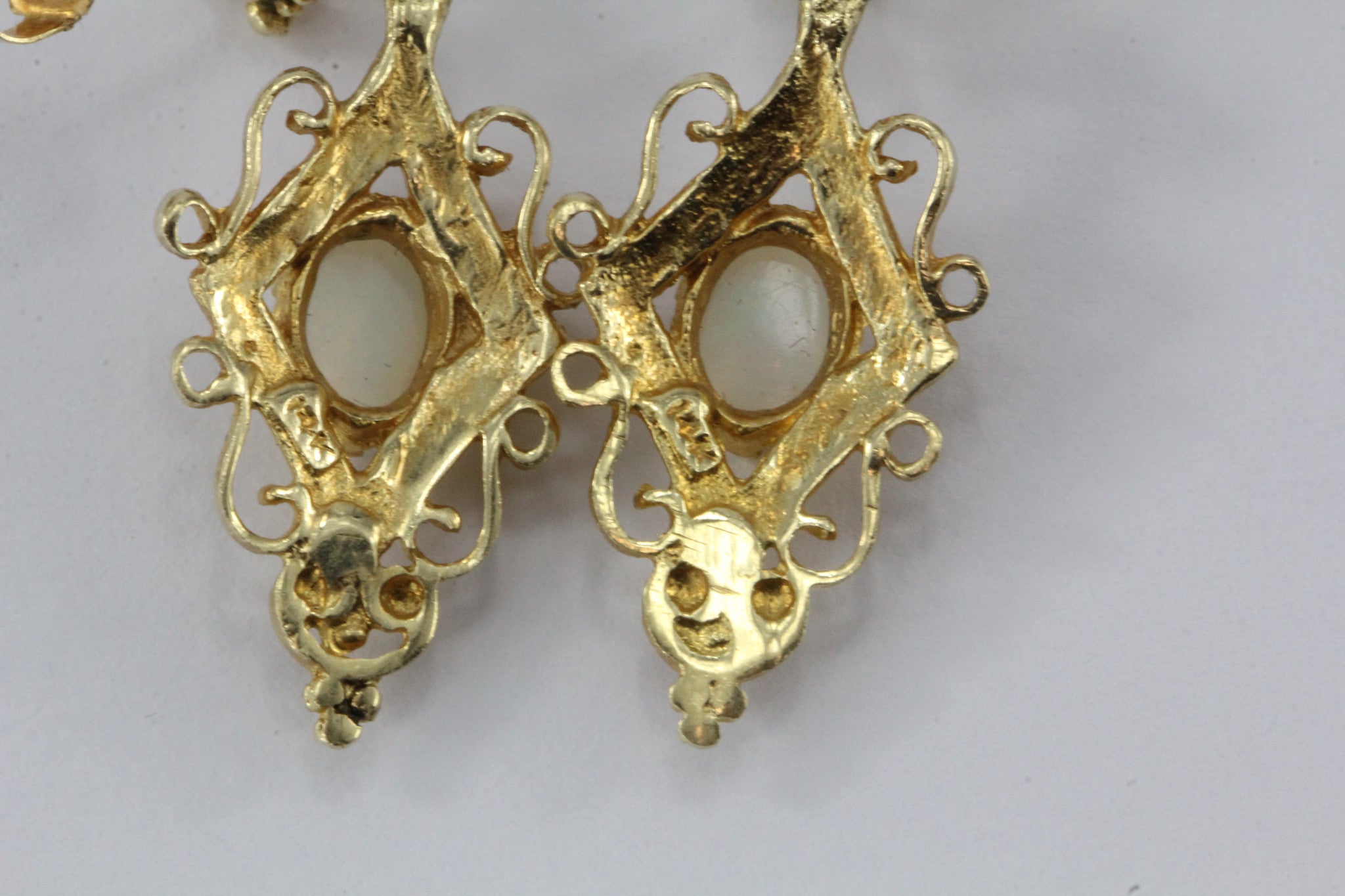 14K Gold & Opal Victorian Style Dangle Earrings - Queen May
