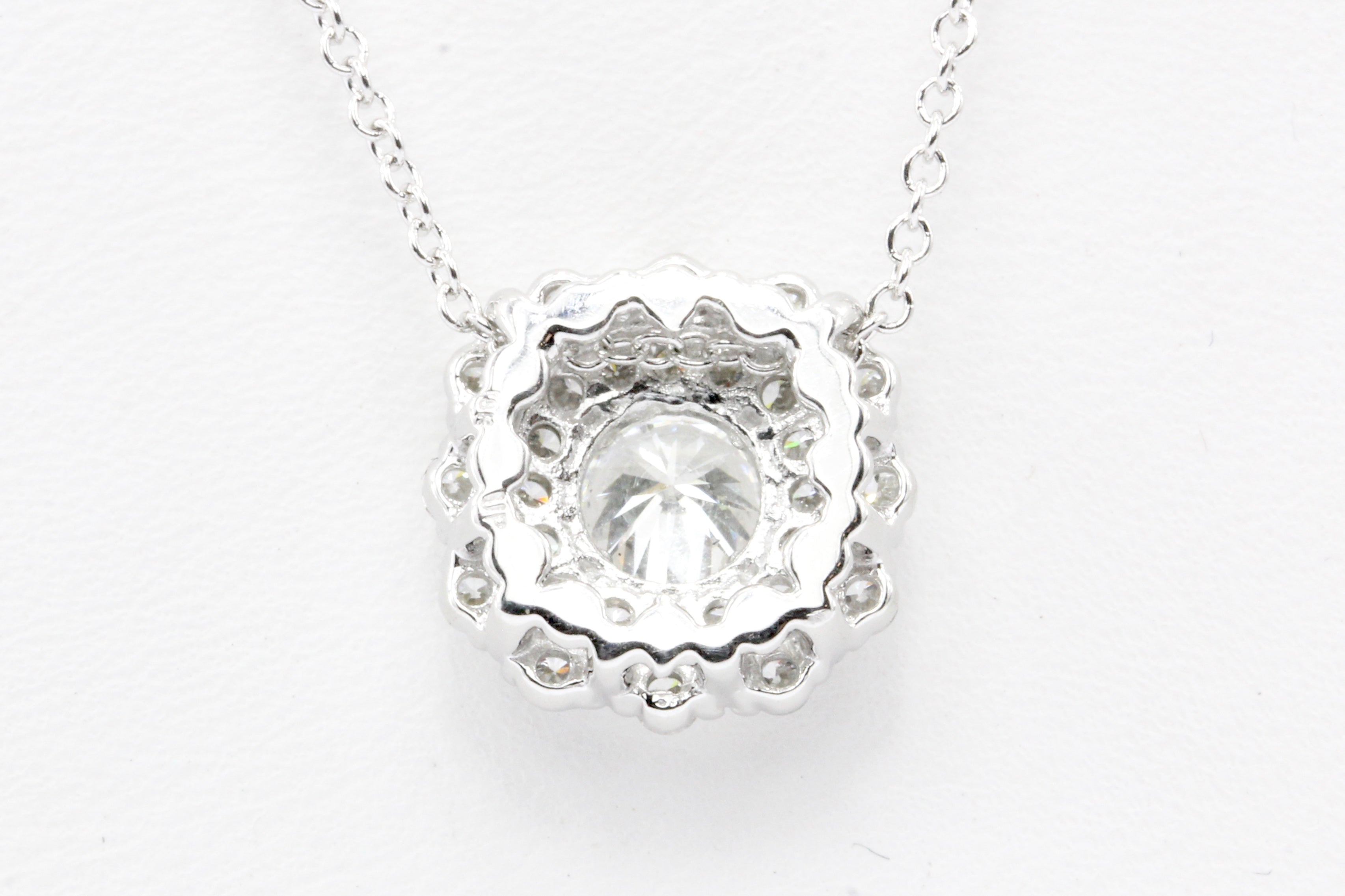 18K White Gold Diamond Cluster .90 CTW Pendant - Queen May