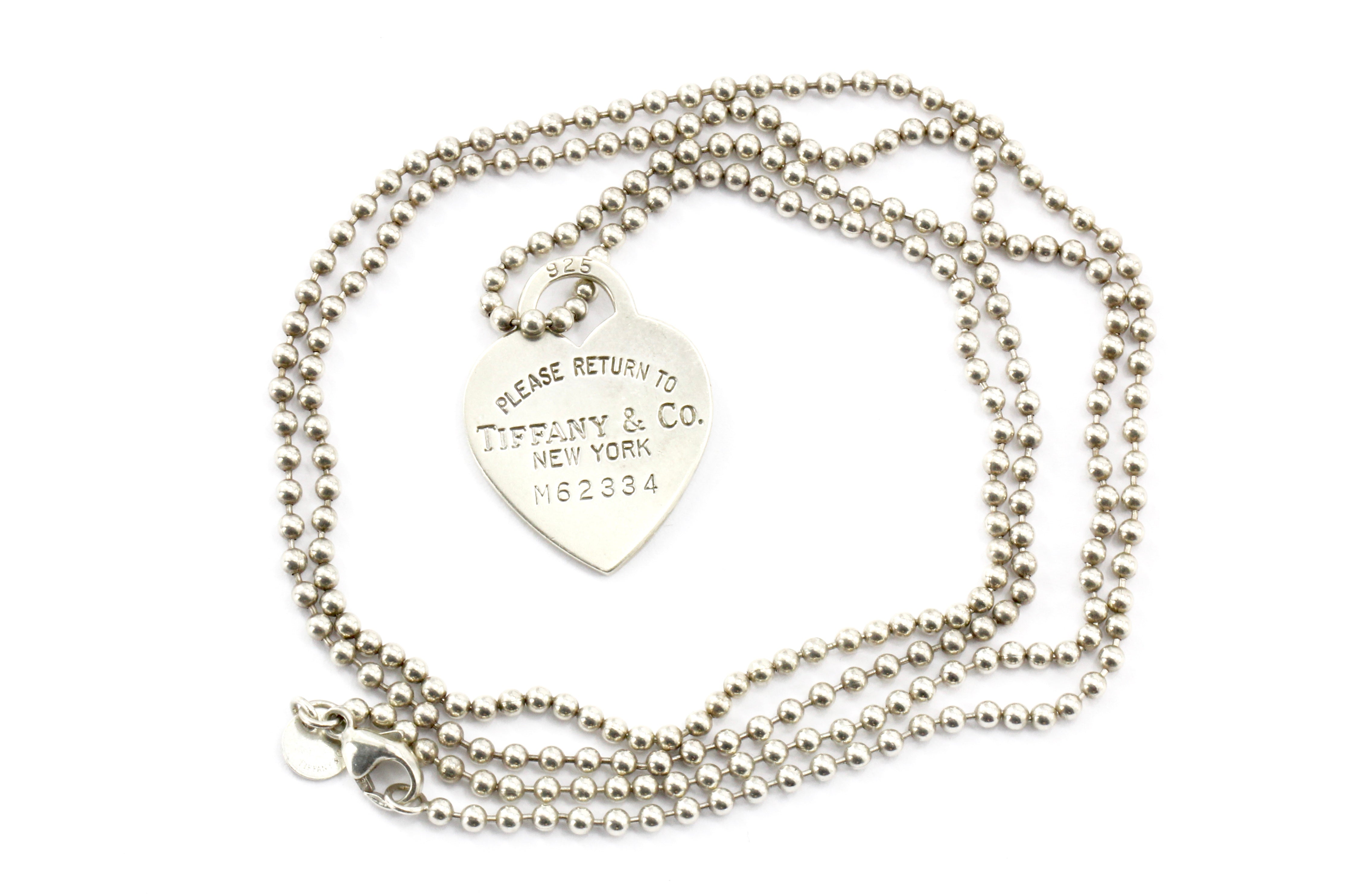 Tiffany & Co Sterling Silver Heart Tag Pendant Necklace - Queen May