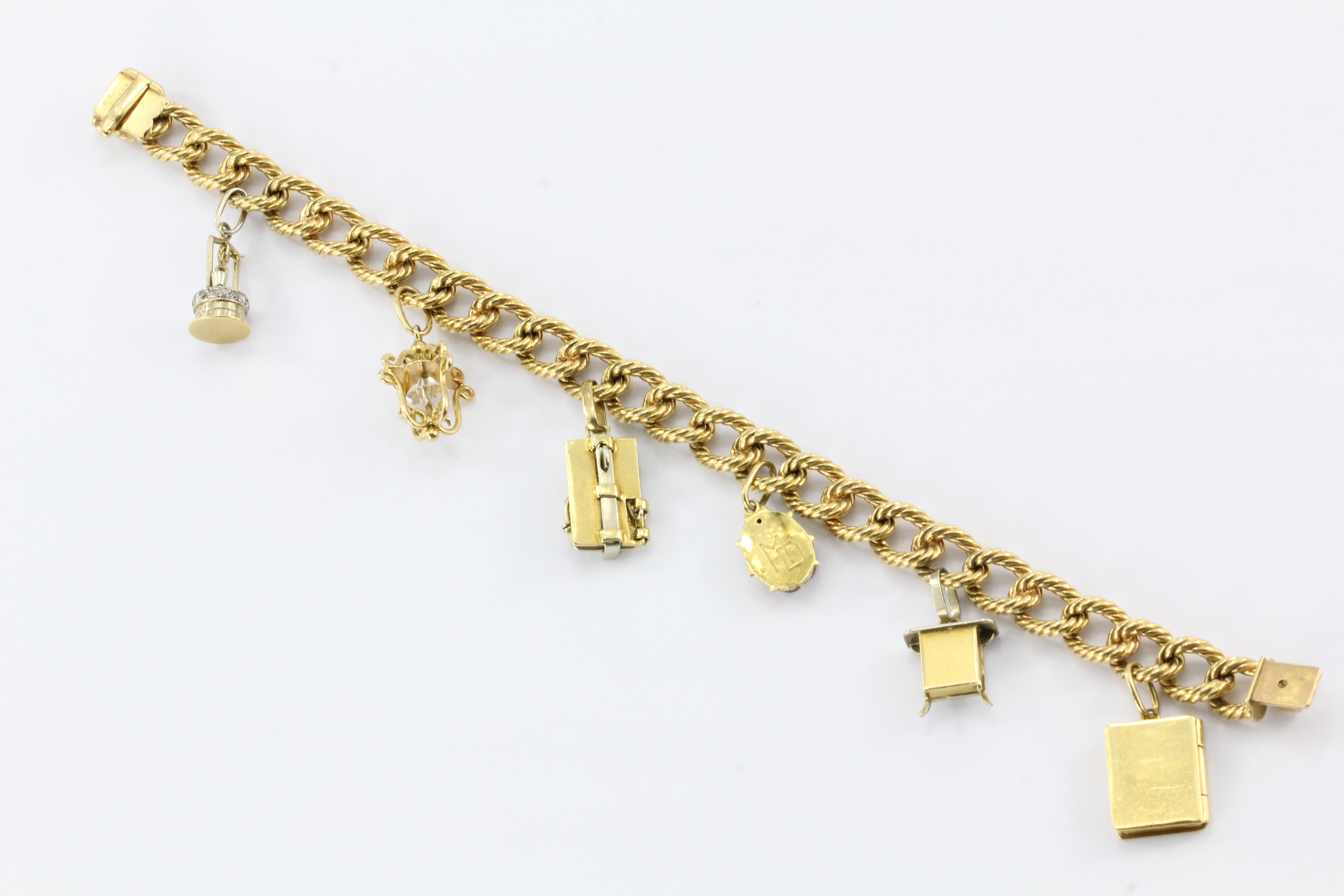 Cartier 18K Gold French Retro Loaded Charm Bracelet c.1950's - Queen May