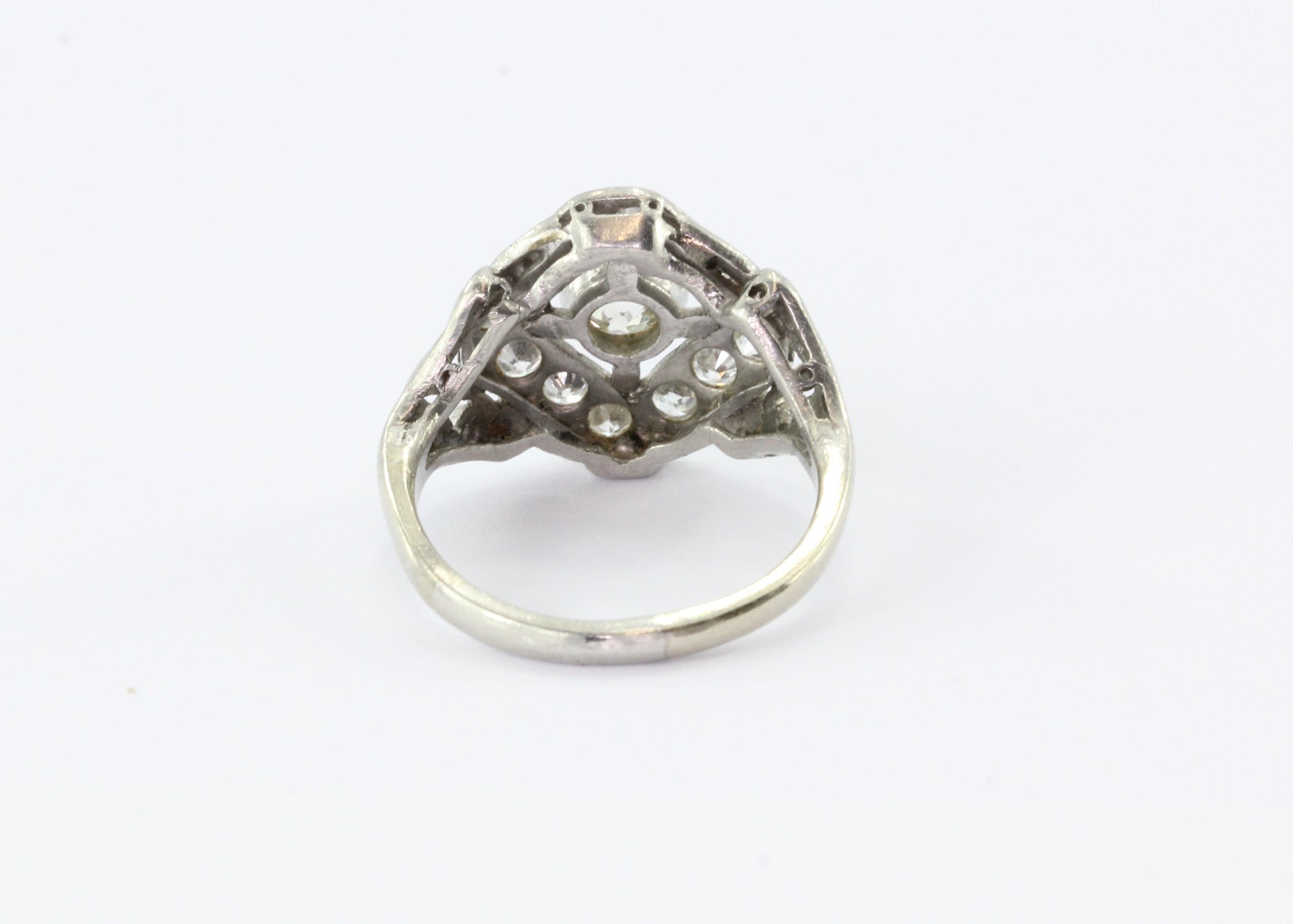 Art Deco Platinum Old Mine Cut Diamond Engagement Ring Circa 1920's - Queen May