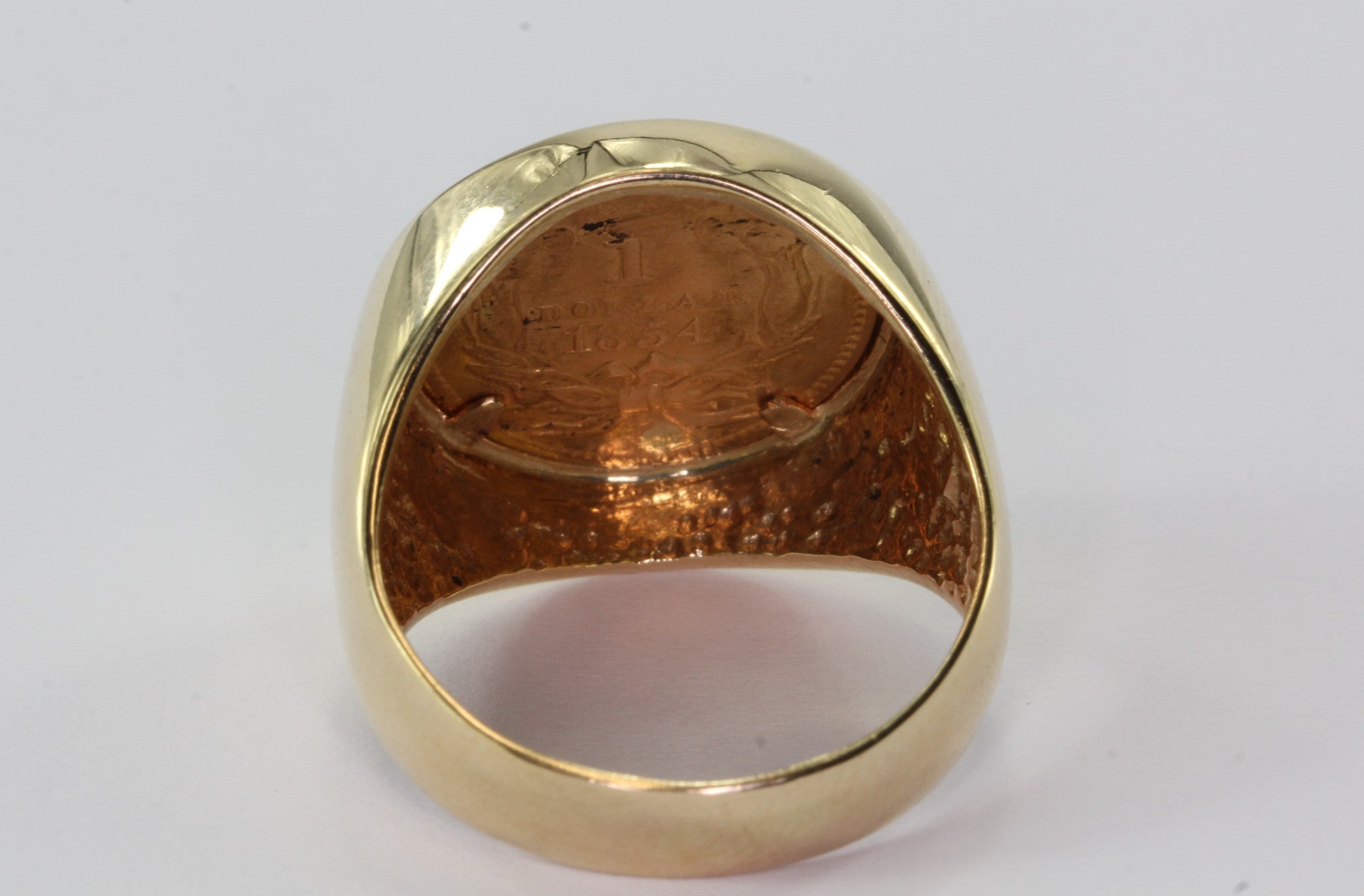 1854 US Gold $1 Dollar Indian Princess set in 14K Gold Ring Size 7.5 - Queen May