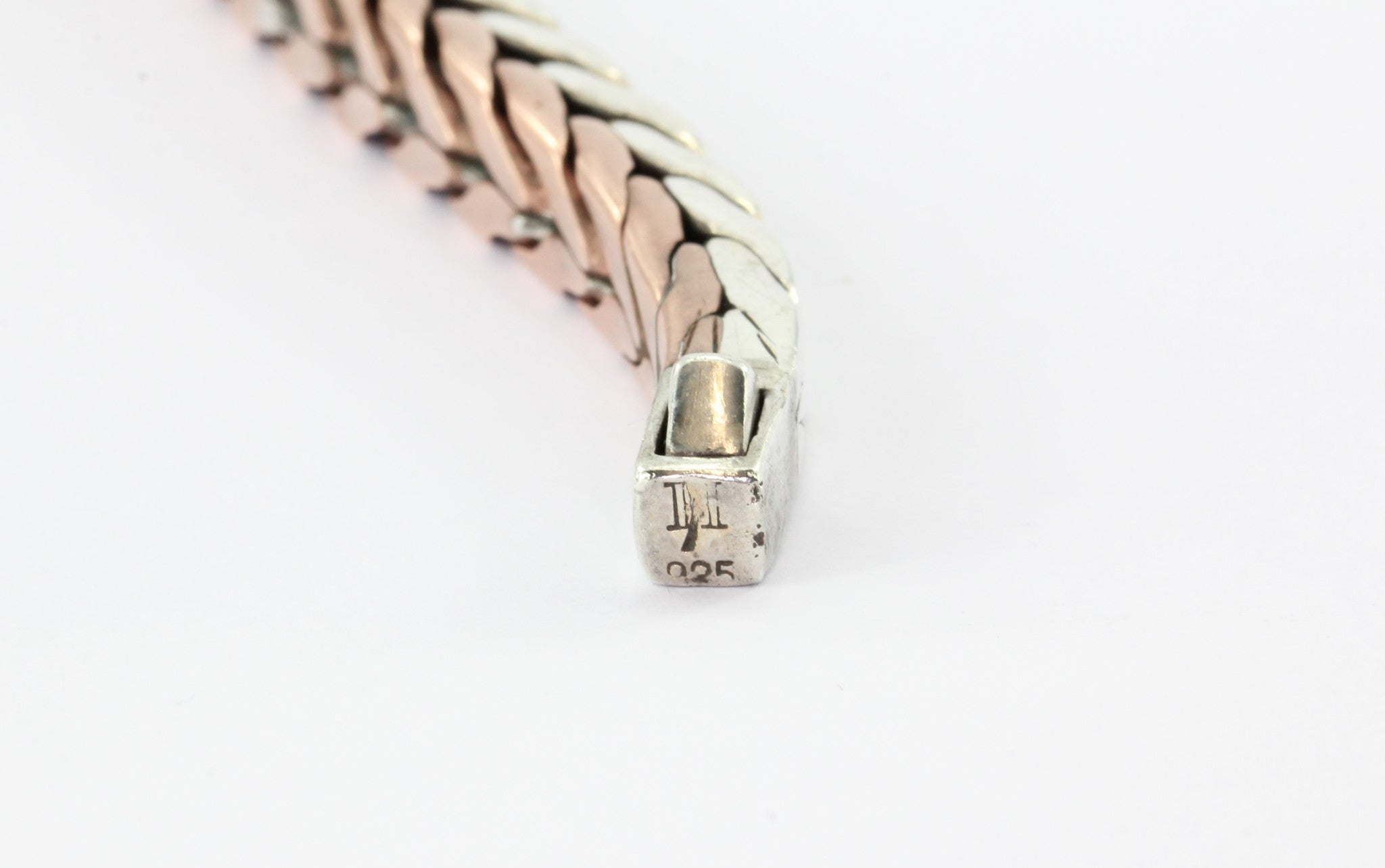 John Hardy Contoured Silver Copper Woven Chain Bracelet - Queen May