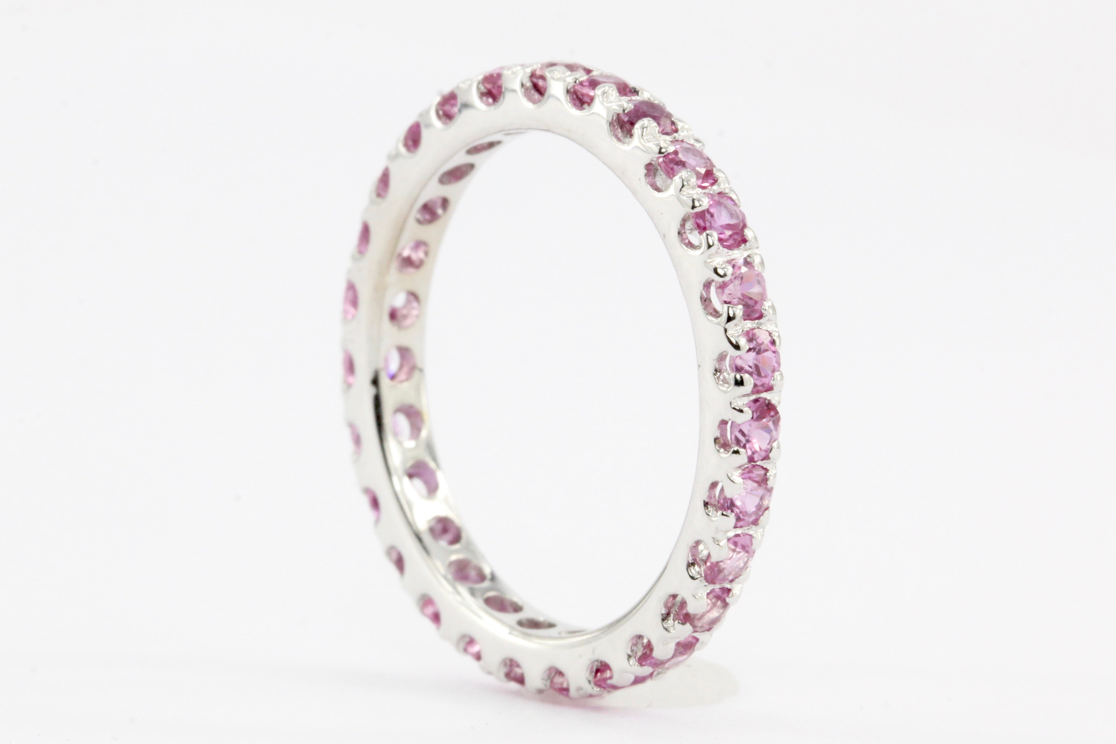 18K White Gold 1 CTW Pink Sapphire Band - Queen May
