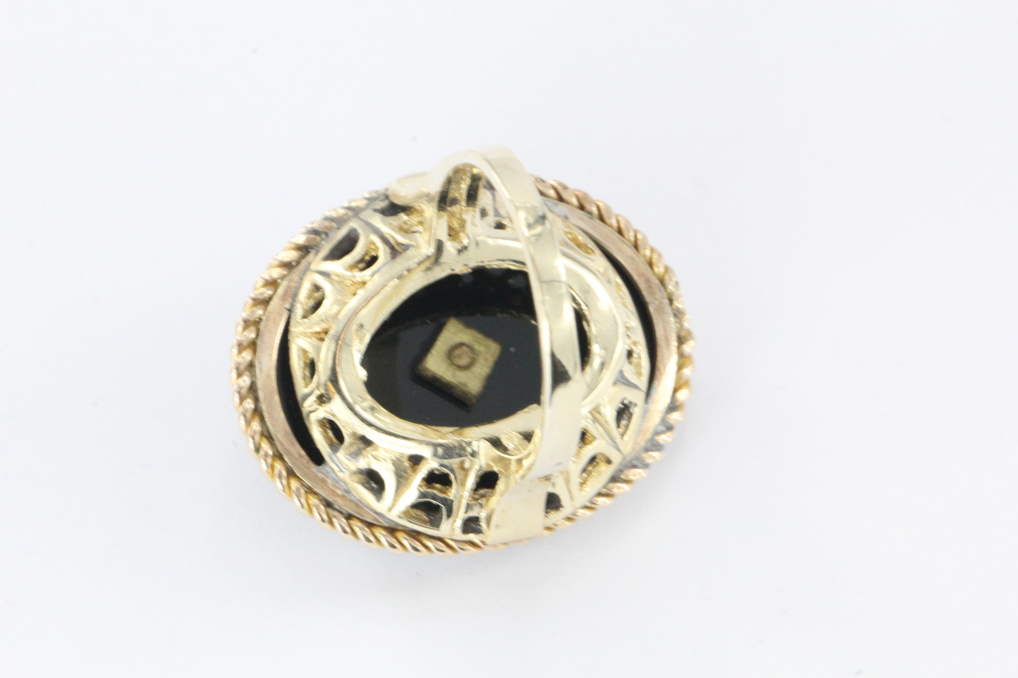 Antique Victorian & Gold Banded Agate Starburst Pearl Conversion Ring - Queen May