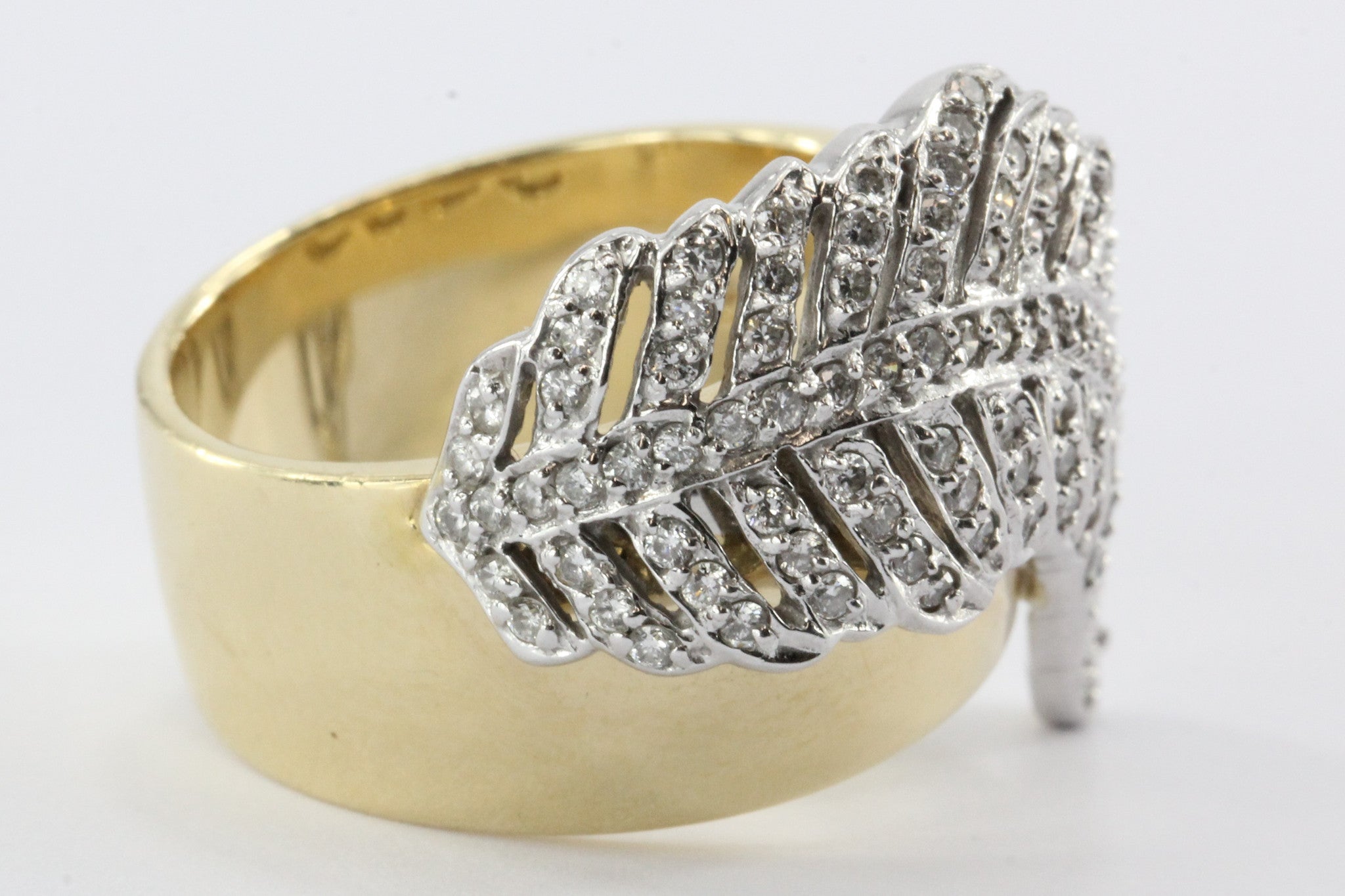 Sonia B 14K White & Yellow Gold Diamond Leaf / Feather Ring Sonia Bitton - Queen May
