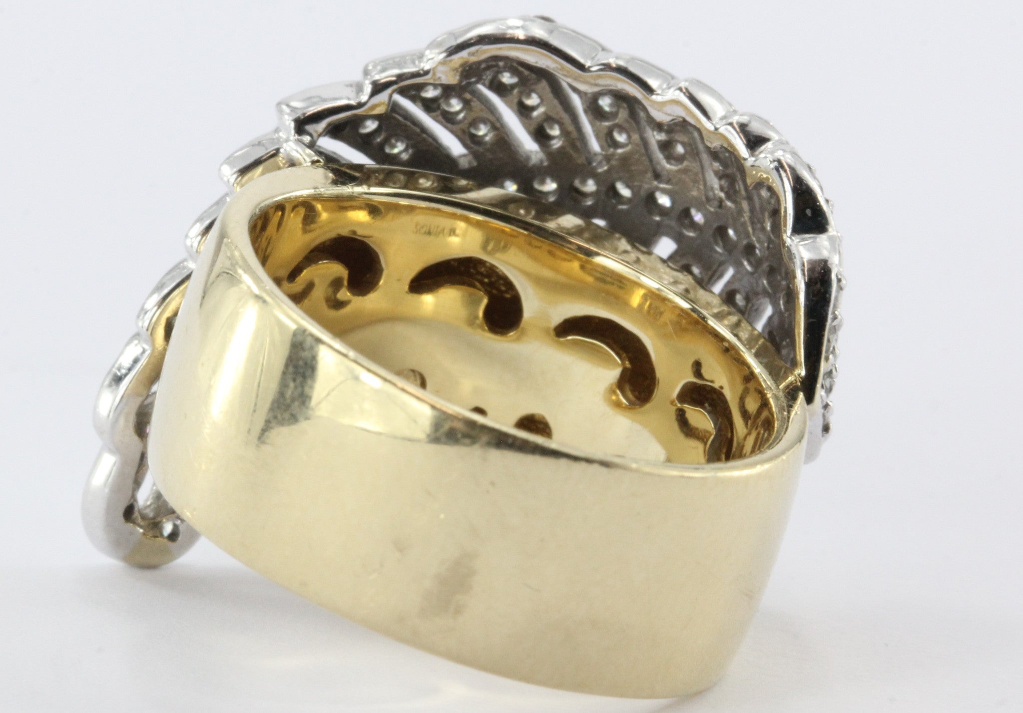 Sonia B 14K White & Yellow Gold Diamond Leaf / Feather Ring Sonia Bitton - Queen May