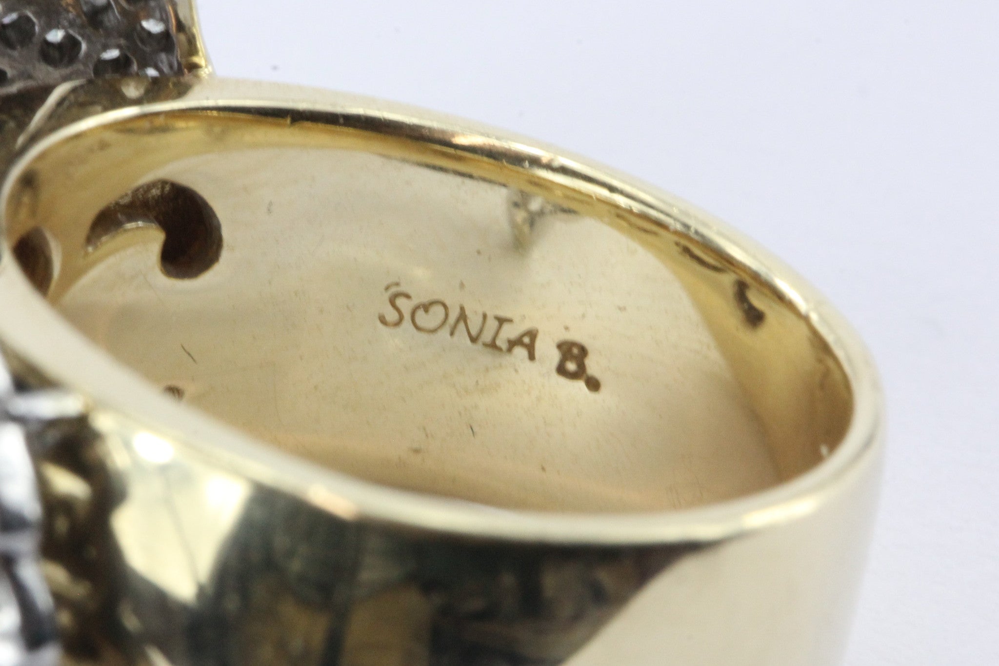 Sonia B 14K White & Yellow Gold Diamond Leaf / Feather Ring Sonia Bitton - Queen May