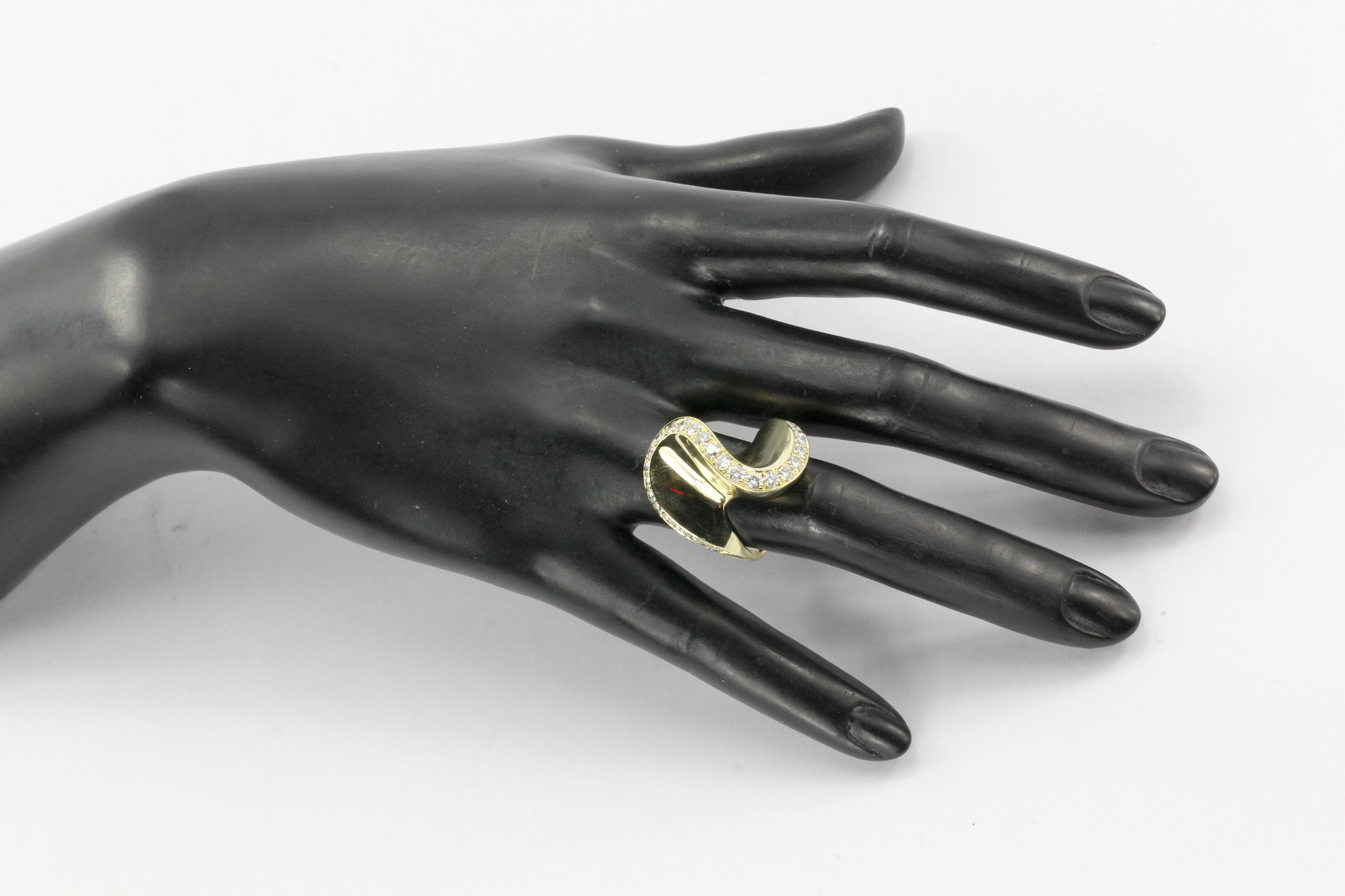 Modernist 14K Yellow Gold Diamond Swirl Ring - Queen May