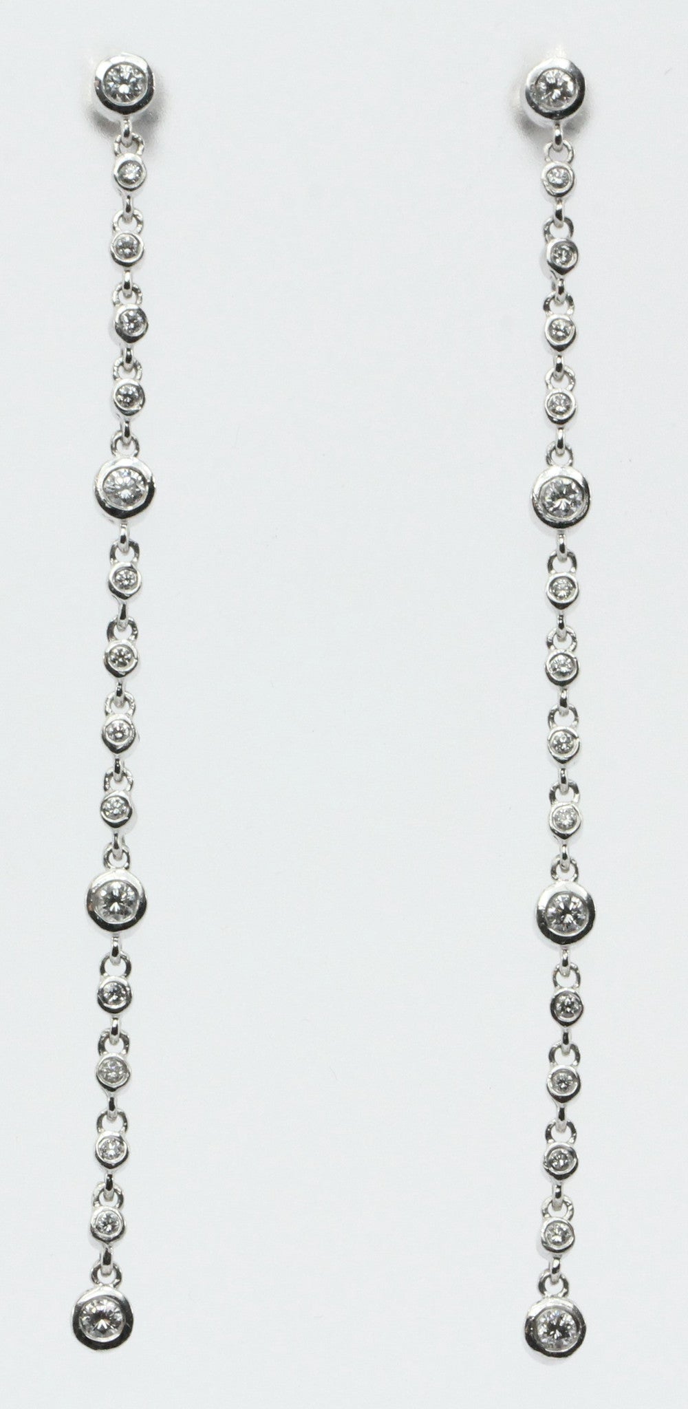 14K White Gold & Diamond by the Yard 3" Dangle Drop Earrings .75 TCW - Queen May