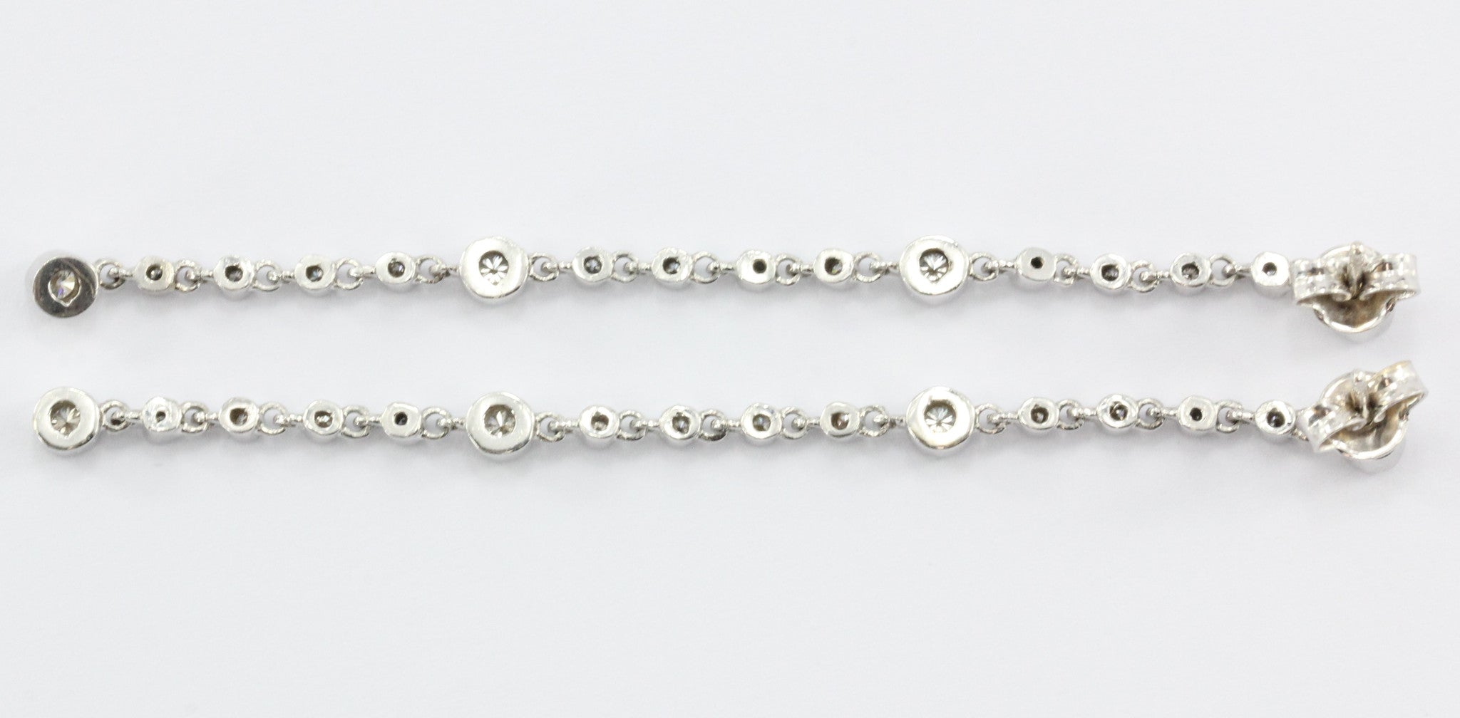 14K White Gold & Diamond by the Yard 3" Dangle Drop Earrings .75 TCW - Queen May