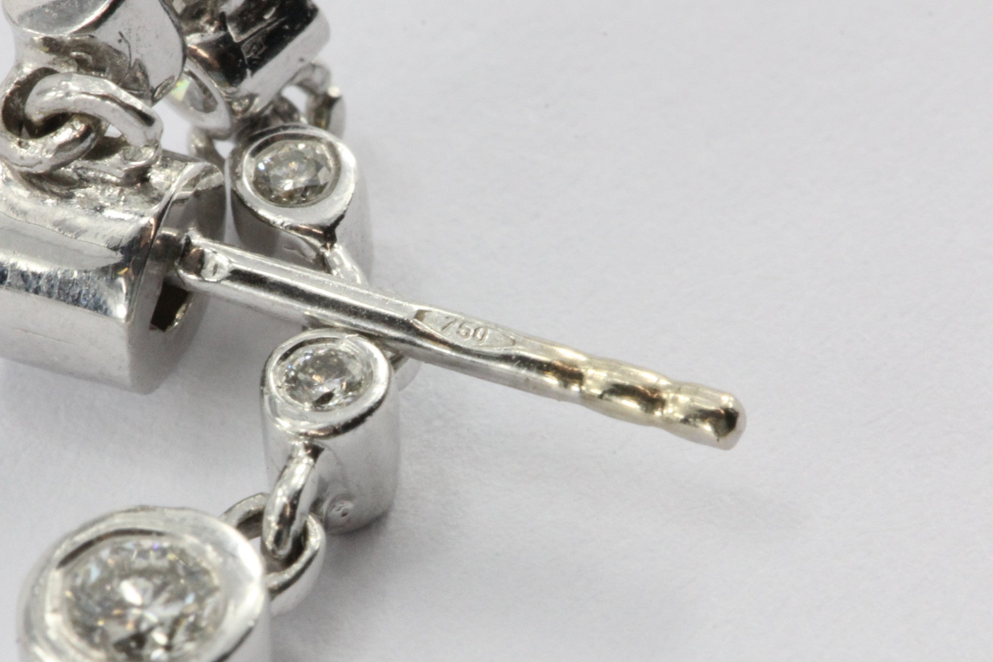 14K White Gold & Diamond by the Yard 3" Dangle Drop Earrings .75 TCW - Queen May