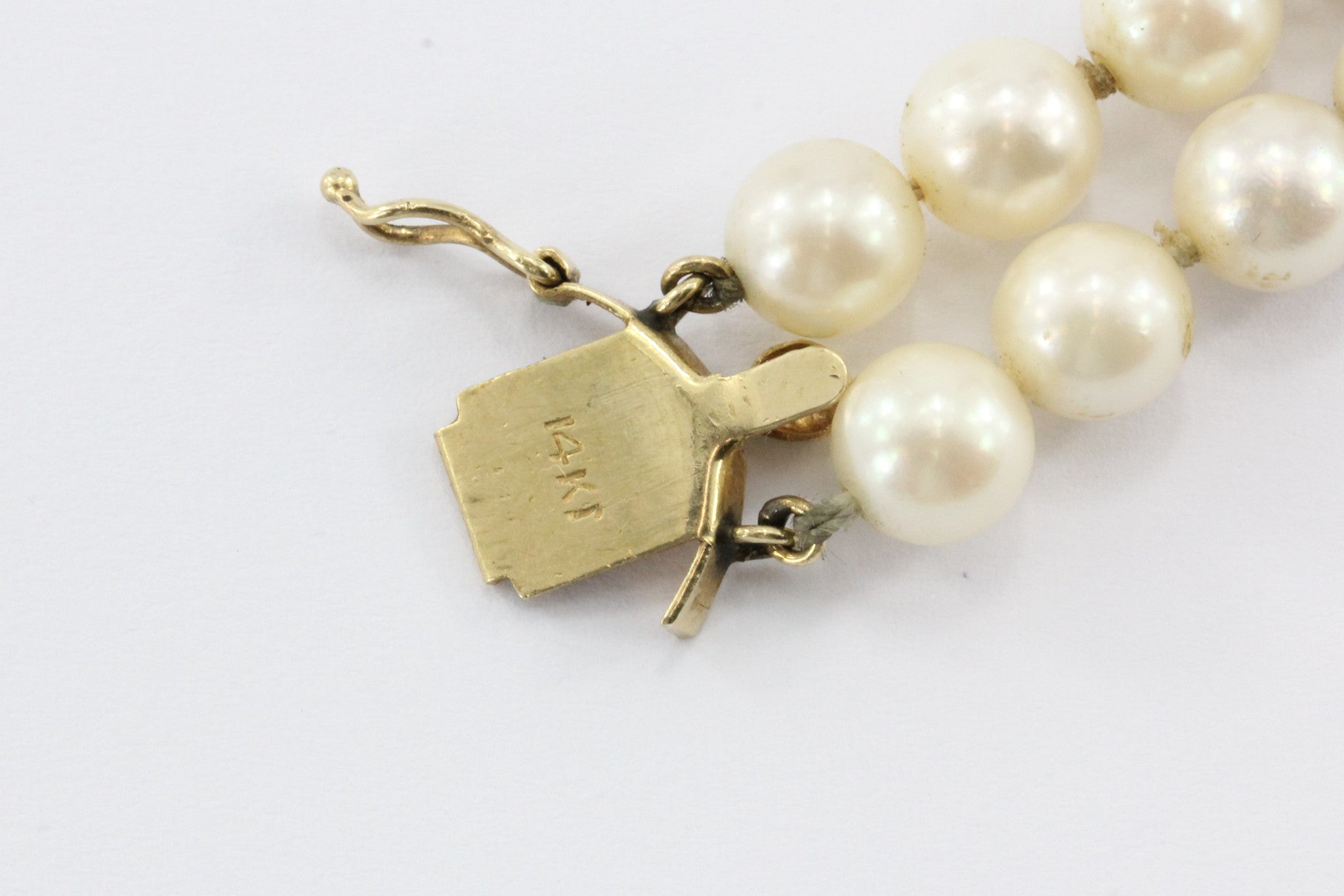 Vintage 14K Gold Double Pearl Strand Bracelet - Queen May