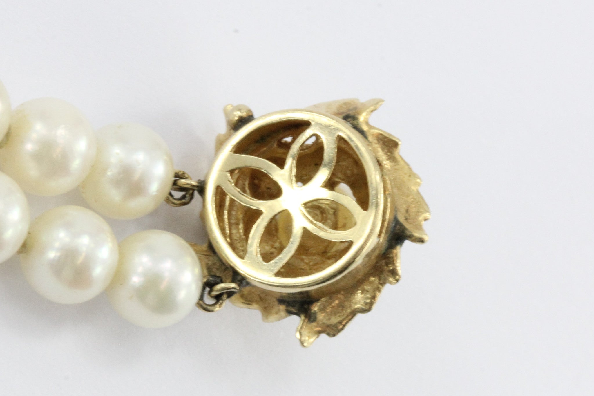 Vintage 14K Gold Double Pearl Strand Bracelet - Queen May