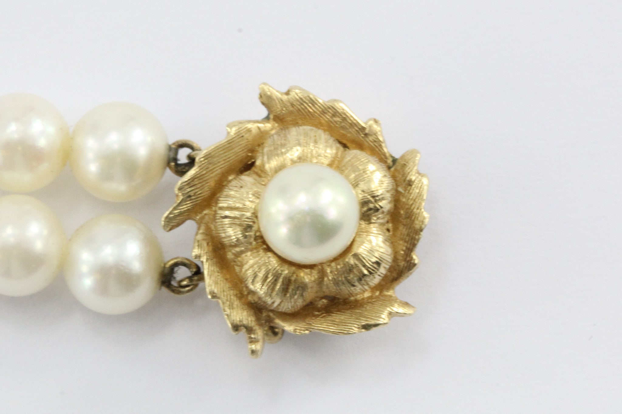 Vintage 14K Gold Double Pearl Strand Bracelet - Queen May