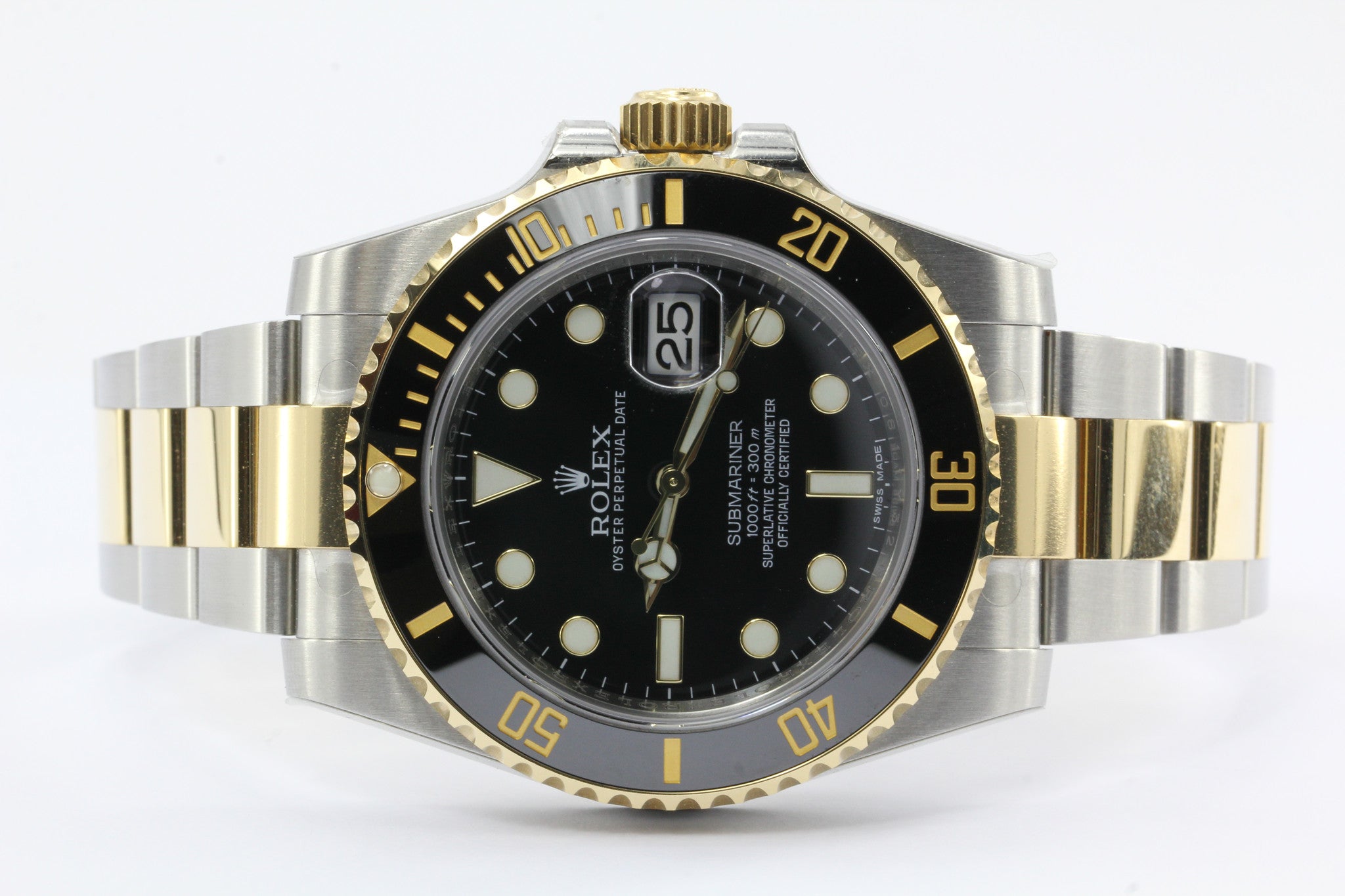 Rolex Black Dial Submariner Stainless 18K Gold Oyster Automatic Watch 116613 - Queen May