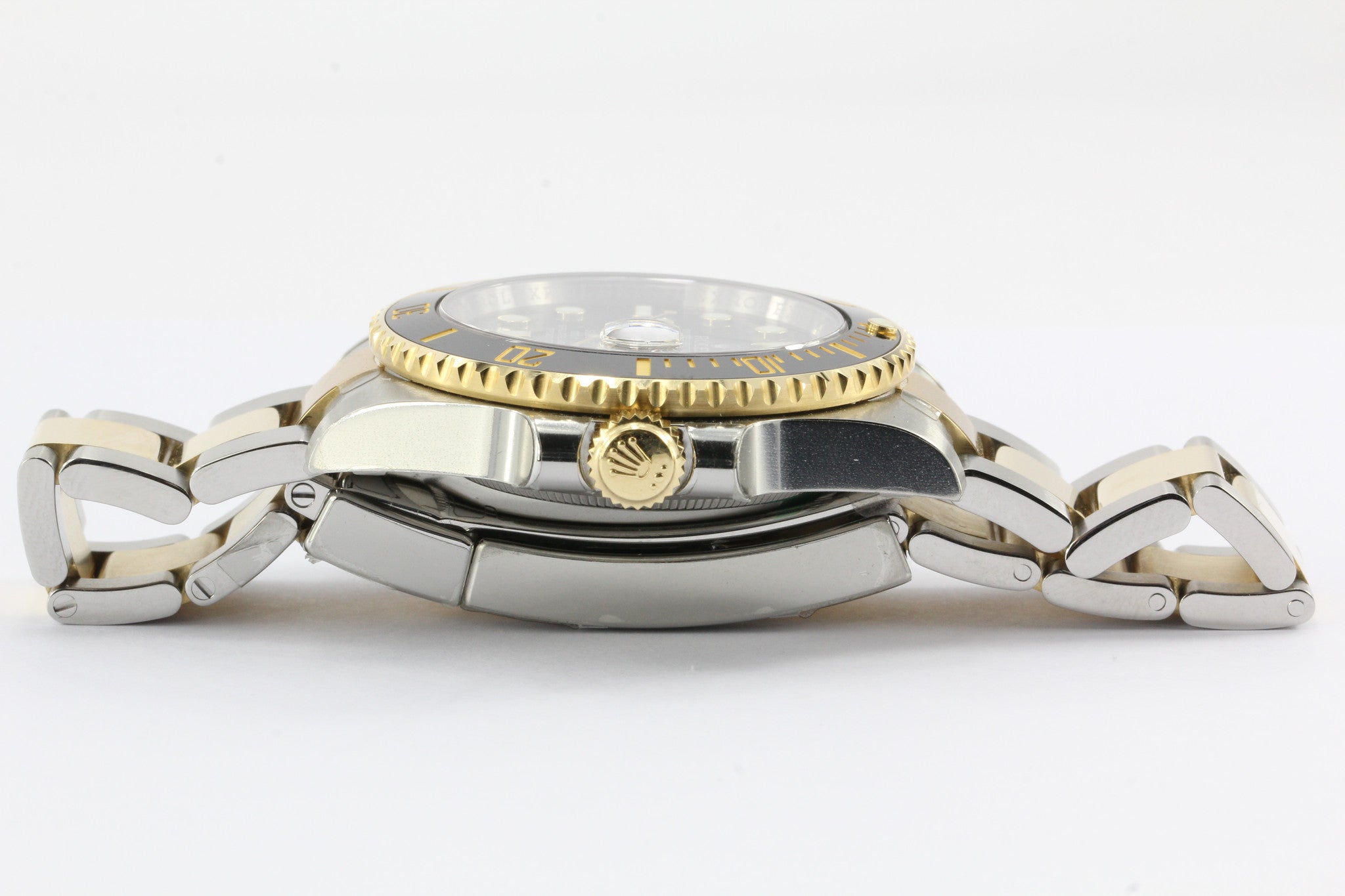 Rolex Black Dial Submariner Stainless 18K Gold Oyster Automatic Watch 116613 - Queen May