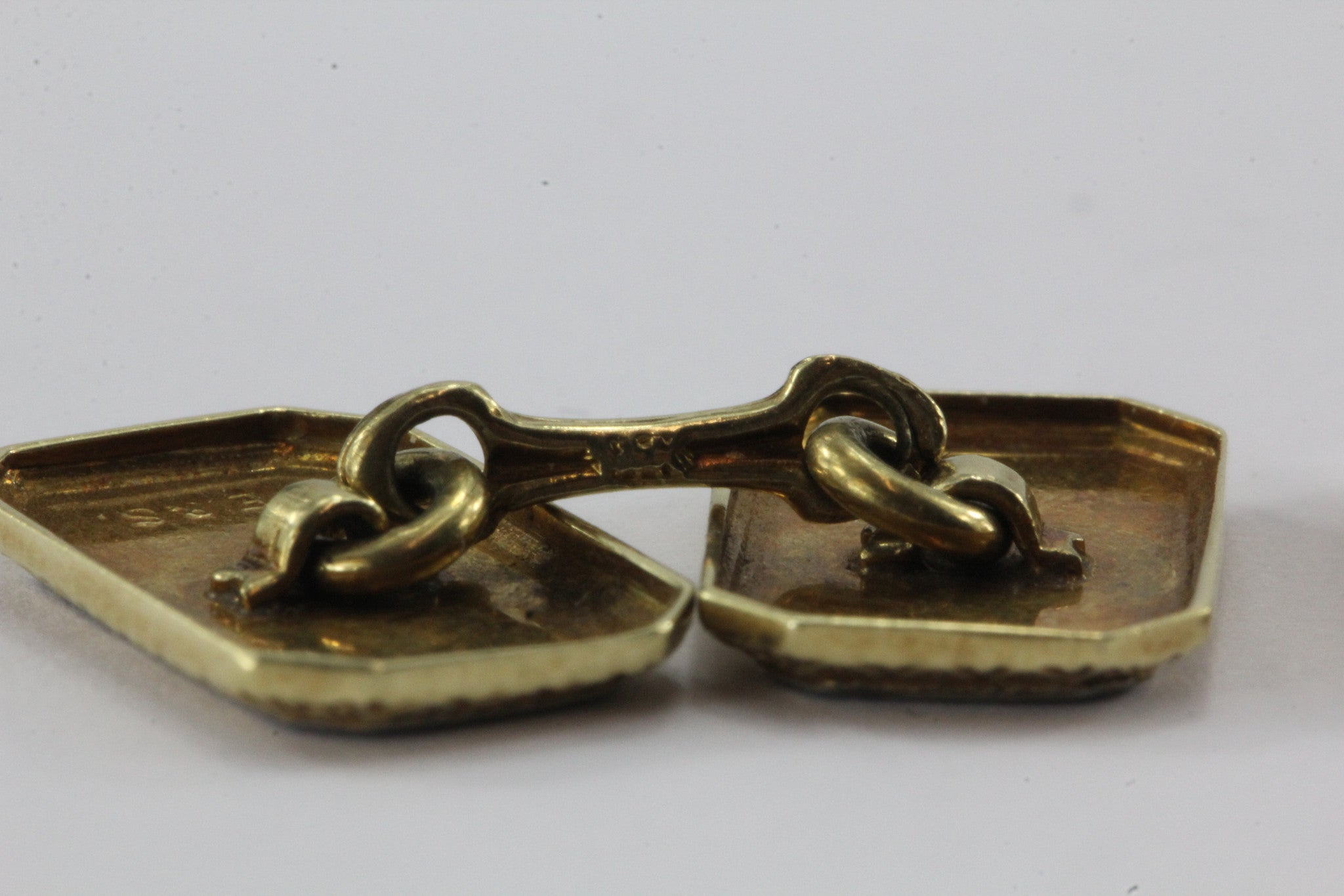 Ehrlich & Sinnock 14k Gold & Platinum Top Blue Enamel Cuff Links - Queen May