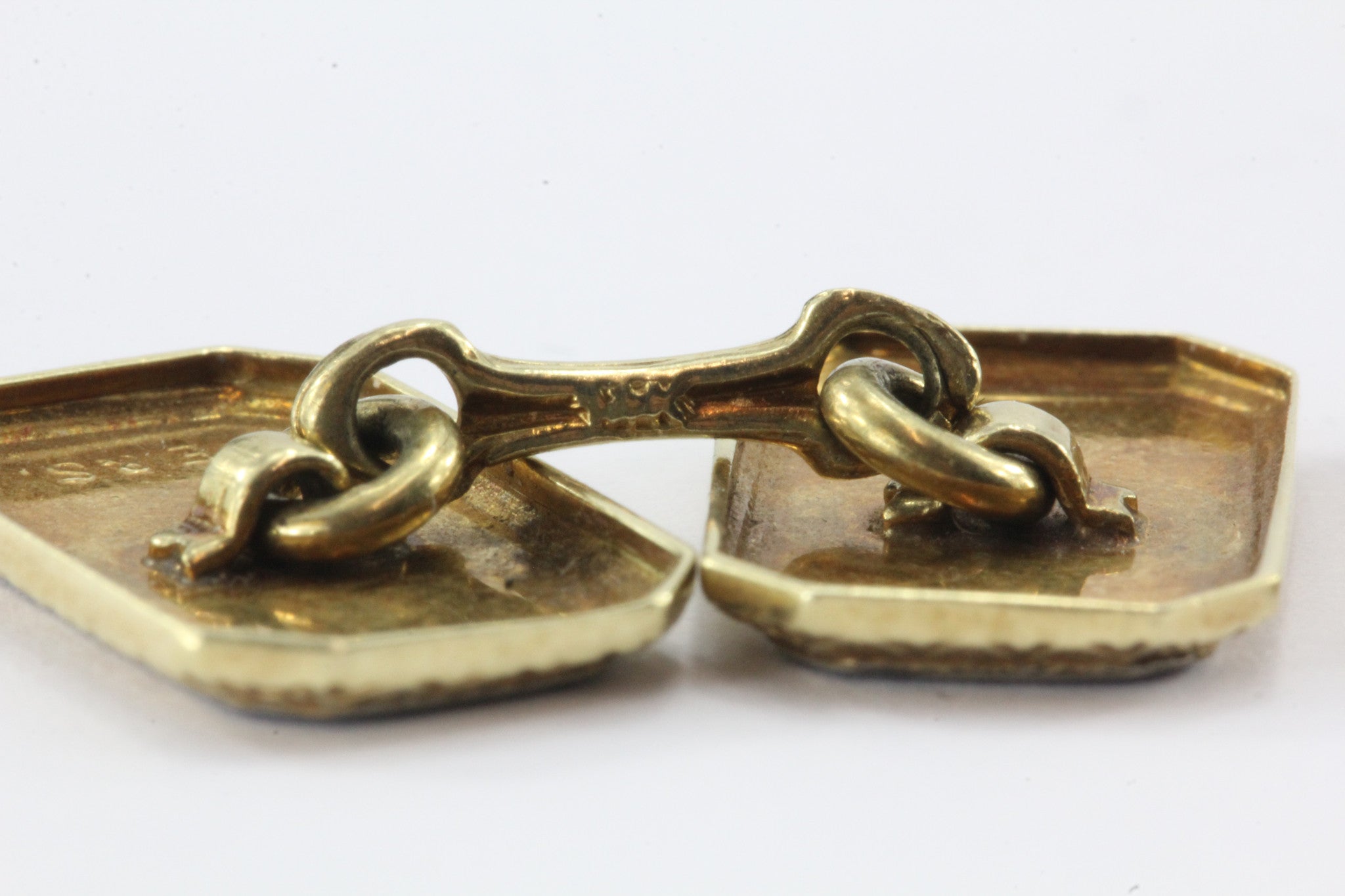 Ehrlich & Sinnock 14k Gold & Platinum Top Blue Enamel Cuff Links - Queen May