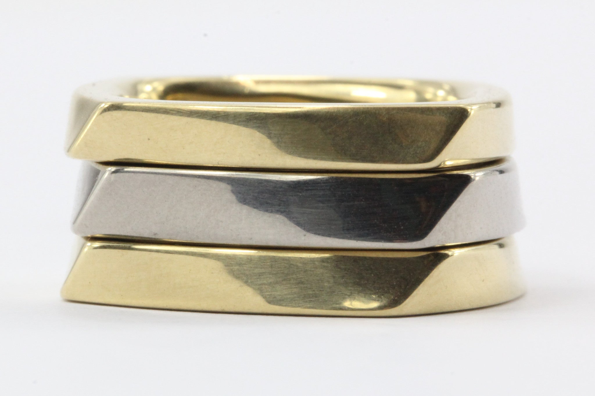 Set of 3 Tiffany & Co 750 18K White & Yellow Gold Frank Gehry Torque Ring Bands - Queen May