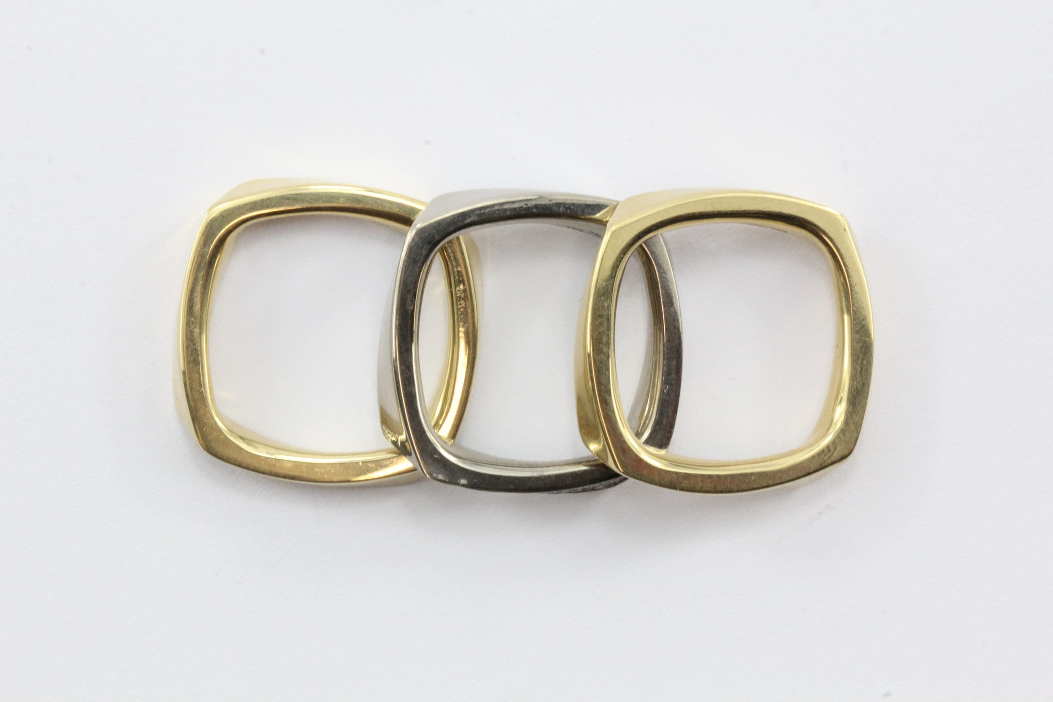 Set of 3 Tiffany & Co 750 18K White & Yellow Gold Frank Gehry Torque Ring Bands - Queen May