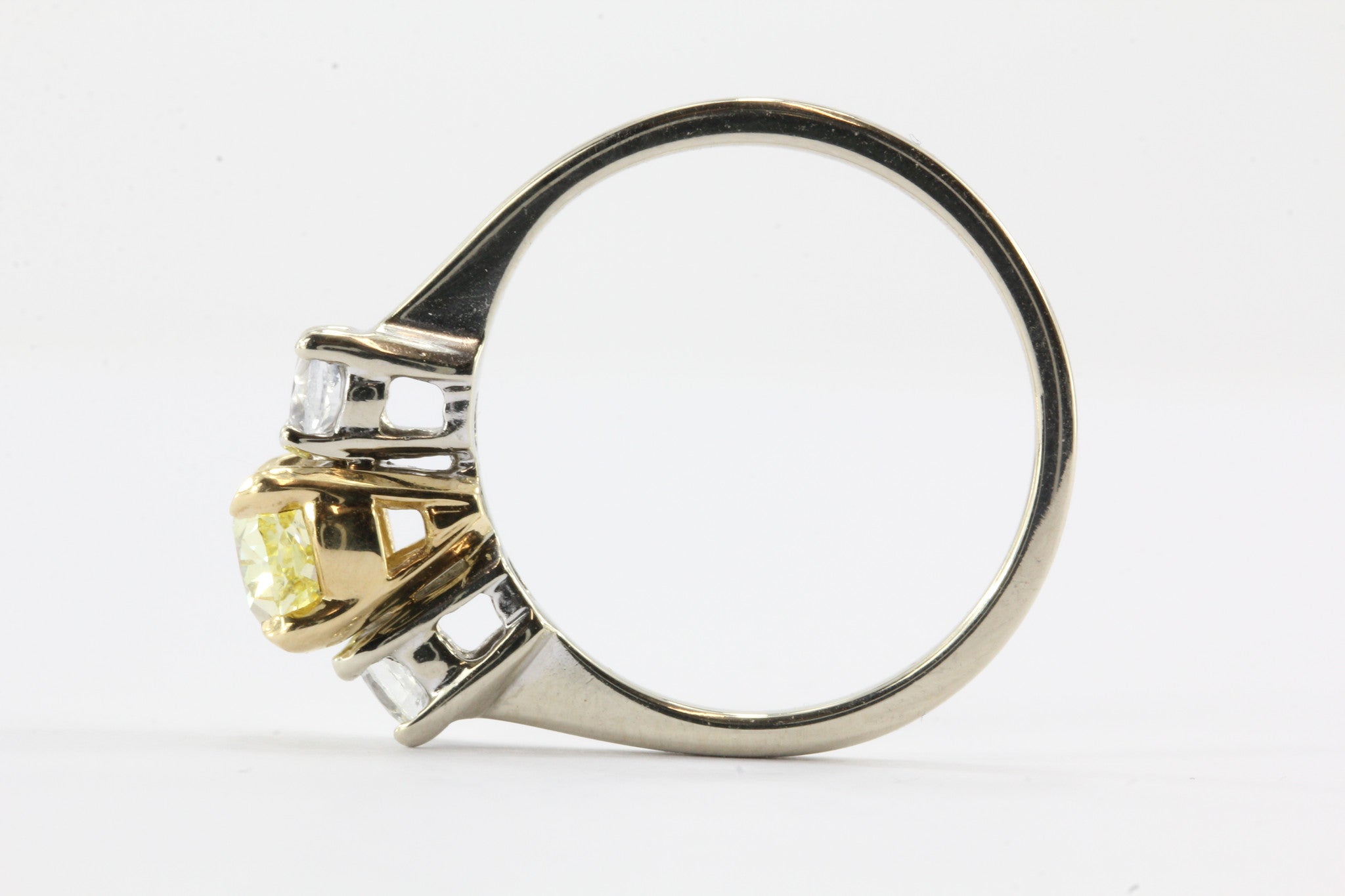 GIA 1.01 Fancy Intense Yellow Oval Cut Diamond Engagement 14K Gold Ring - Queen May