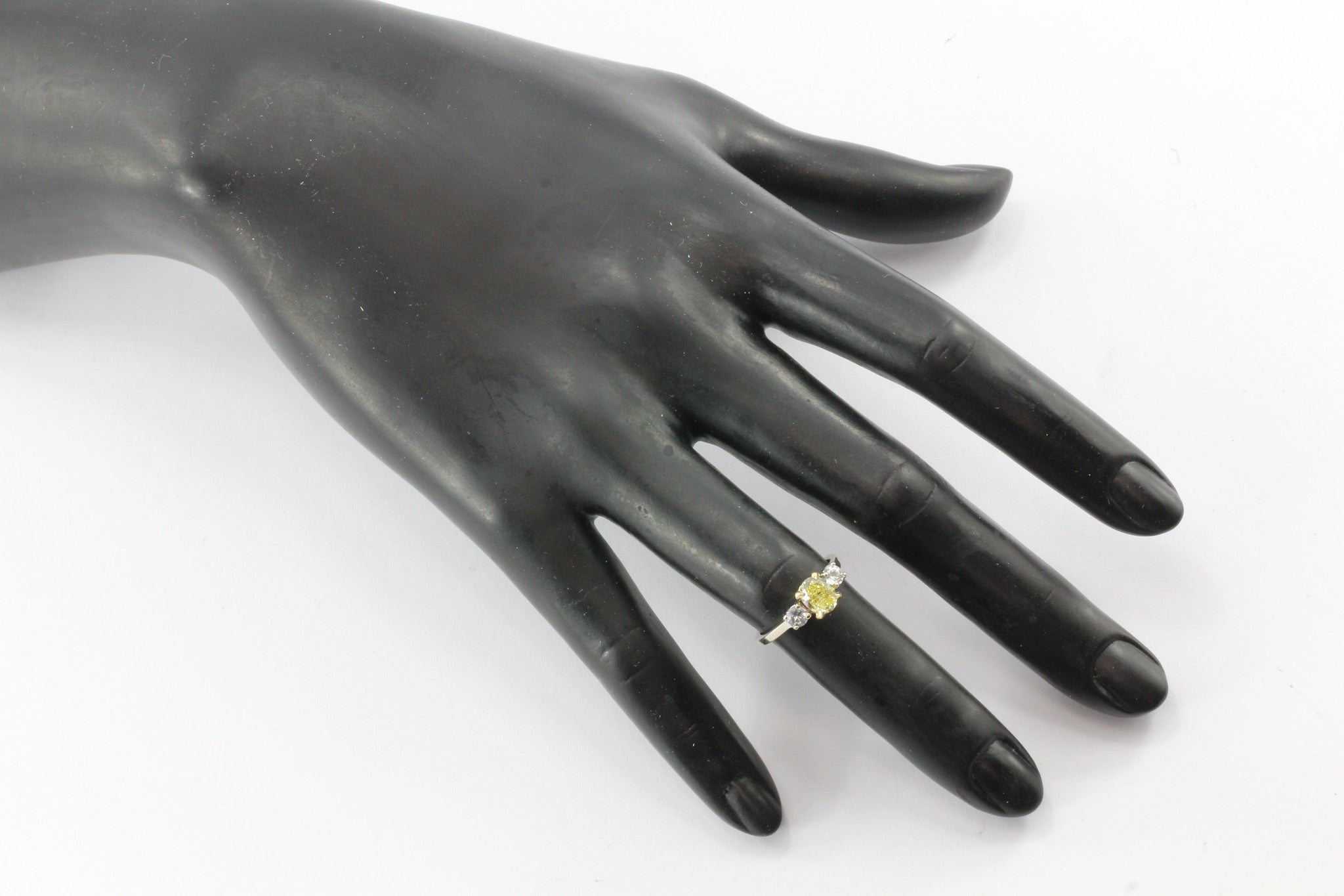 GIA 1.01 Fancy Intense Yellow Oval Cut Diamond Engagement 14K Gold Ring - Queen May