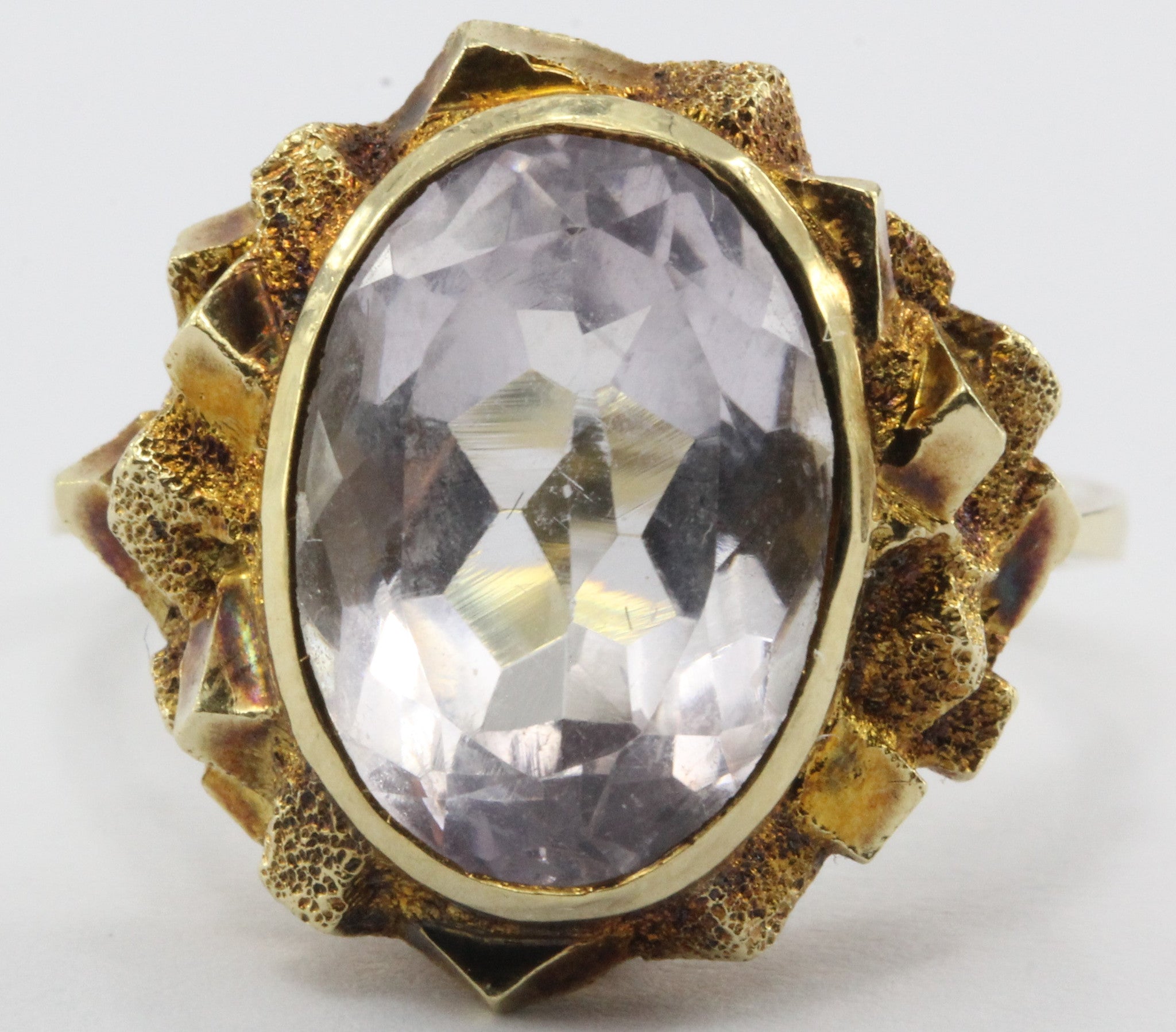 Vintage 14K Gold Spain 5.25 Carat Lilac Purple Amethyst Ring - Queen May