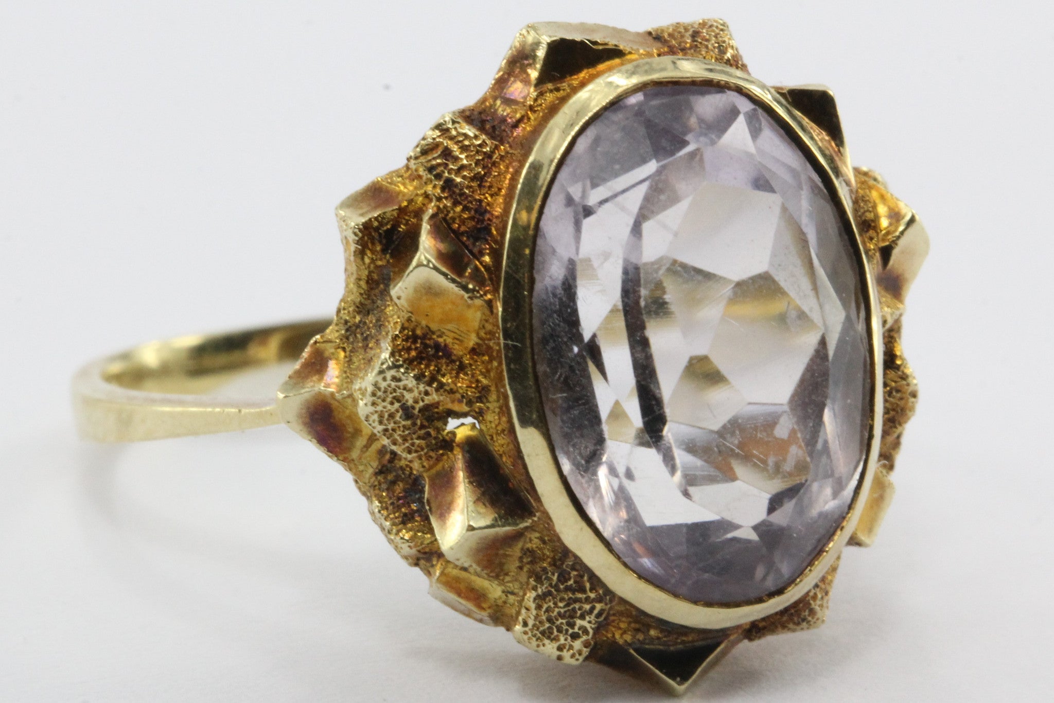 Vintage 14K Gold Spain 5.25 Carat Lilac Purple Amethyst Ring - Queen May