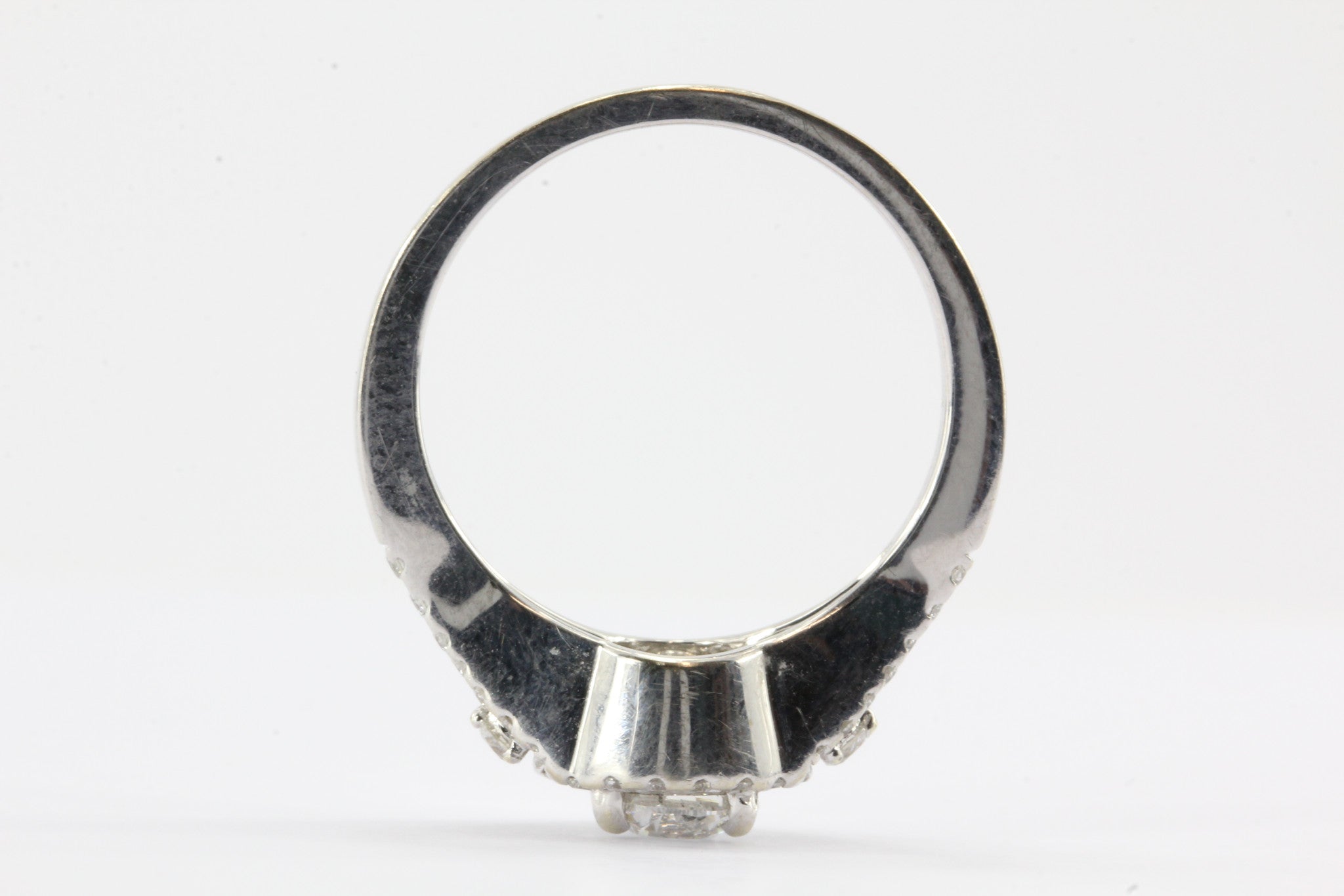 14K White Gold 1 Carat Total Diamond Halo Engagement Ring - Queen May