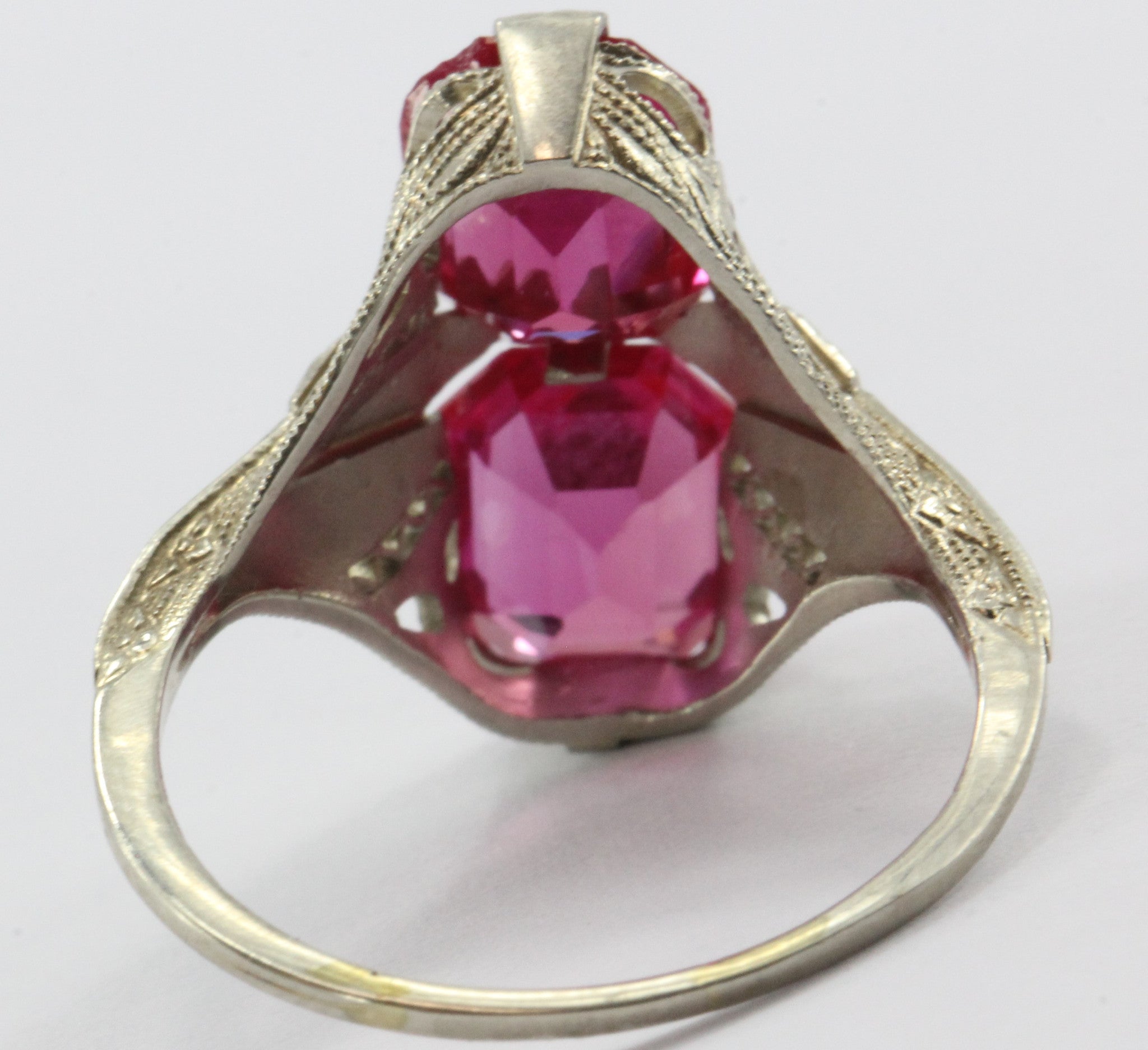 Antique 14K White Gold Art Deco Ruby Ring - Queen May